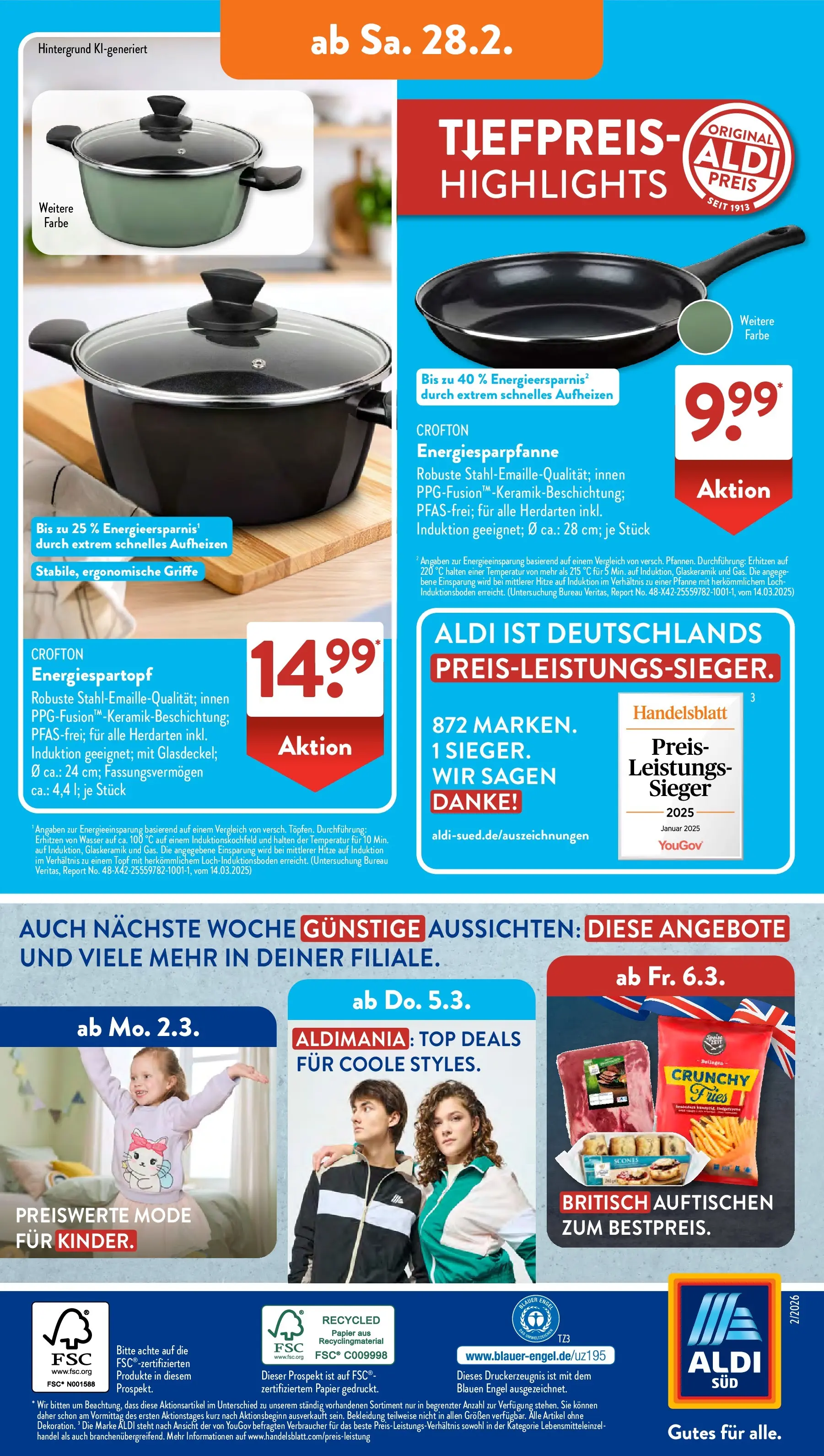 Aldi Süd Wochenangebote (ab 23.02.2026) zum Blättern | Seite: 26 | Produkte: Top, Wasser, Bekleidung