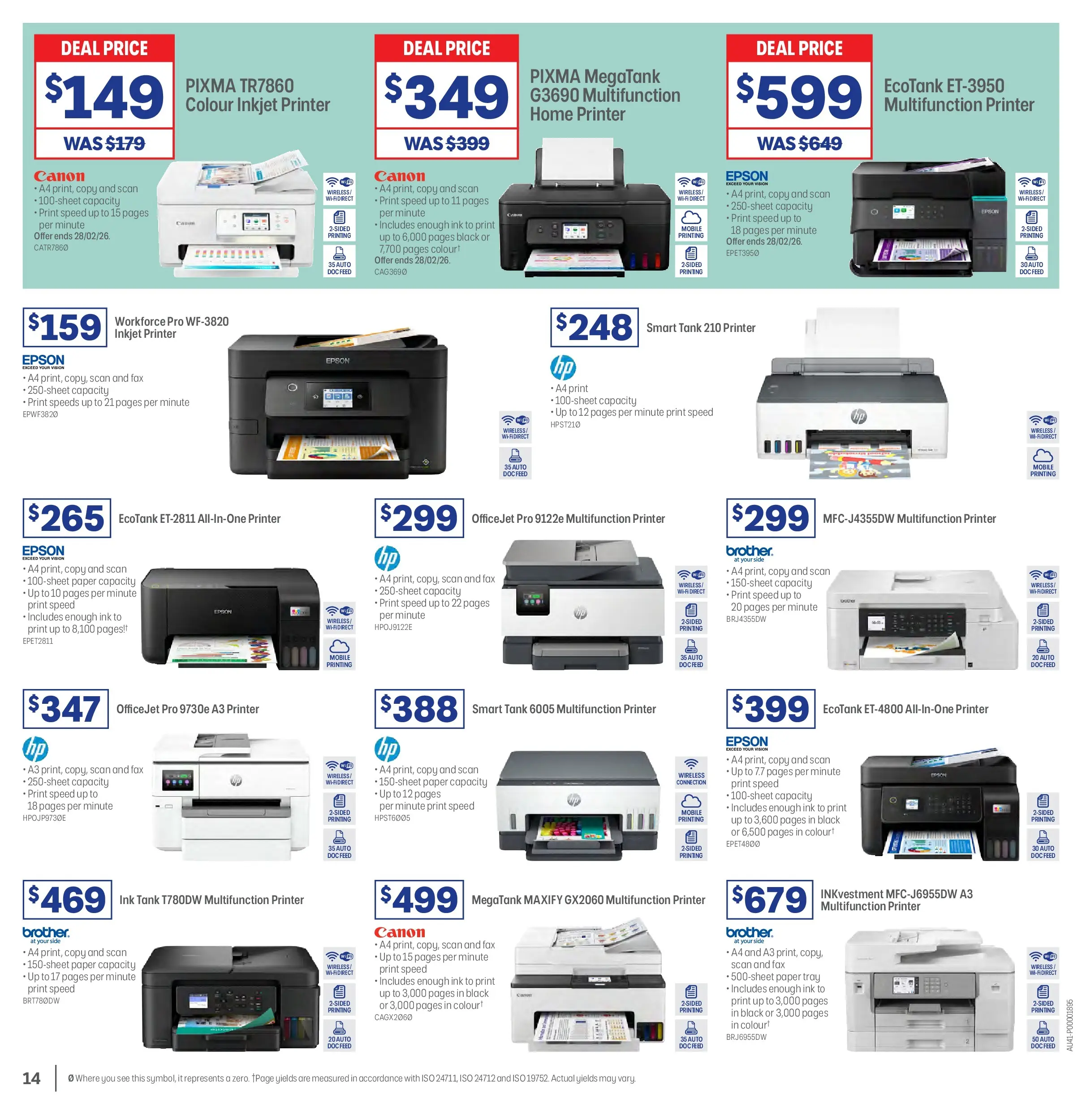 Officeworks - BTU/BTW - 16/02/2026 > weekly / monthly specials | Page: 14 | Products: Printer, Fax, Inkjet printer, Mobile