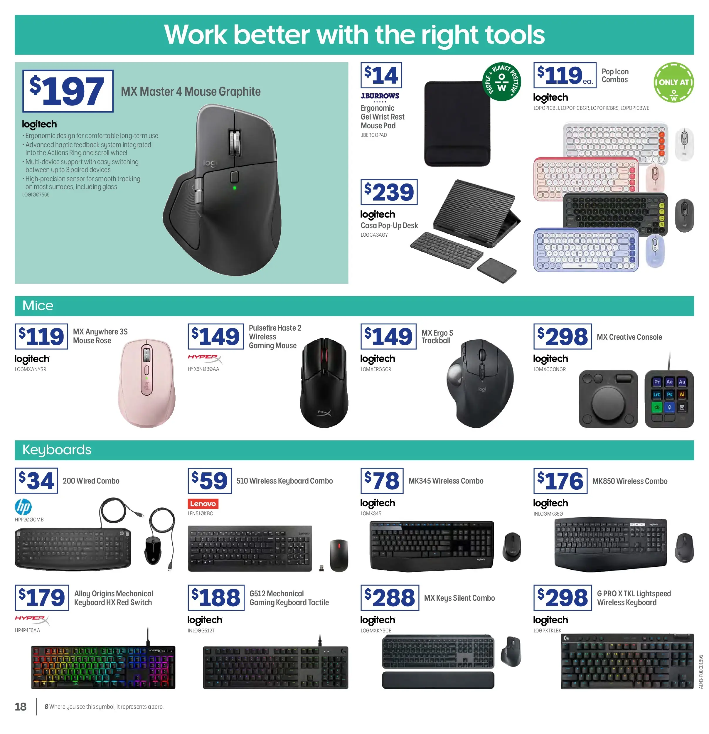 Officeworks - BTU/BTW - 16/02/2026 > weekly / monthly specials | Page: 18 | Products: Ergonomic, Mouse, Keyboard, Tools