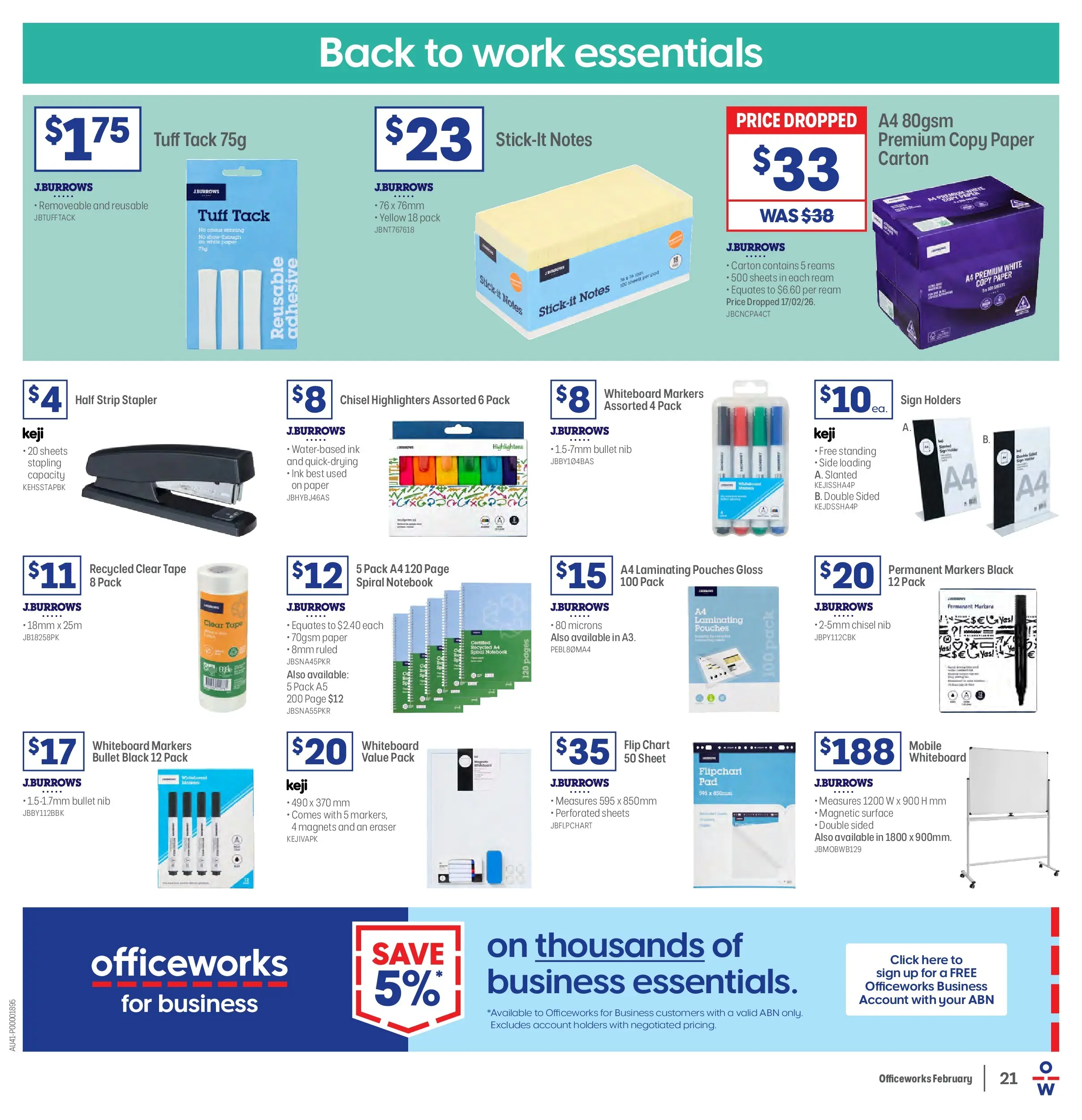 Officeworks - BTU/BTW - 16/02/2026 > weekly / monthly specials | Page: 21 | Products: Notebook, Strip, Mobile