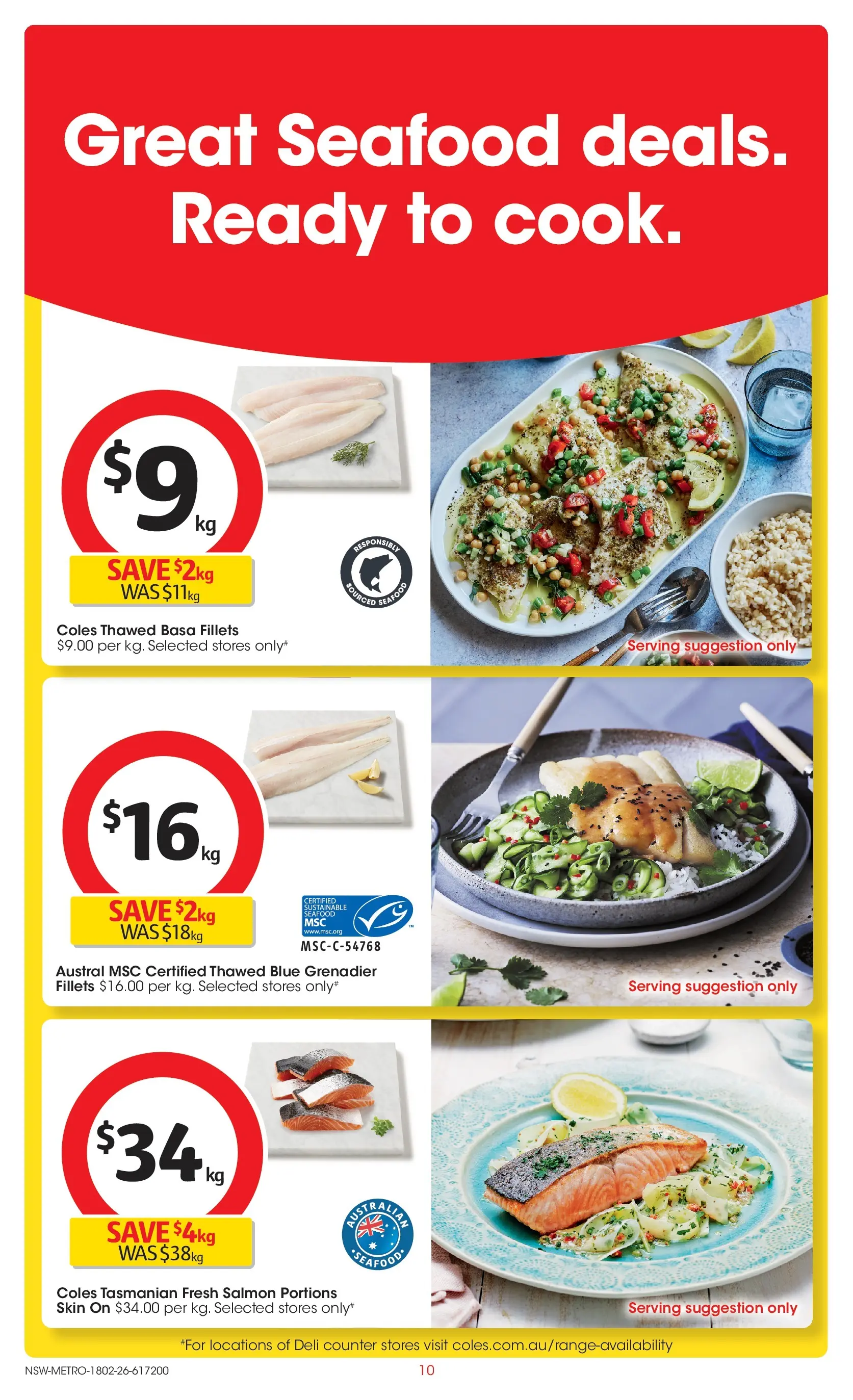 ﻿Coles catalogue valid from 18/02/2026 > Online Australia | Page: 10 | Products: Salmon, Sustainable, Seafood