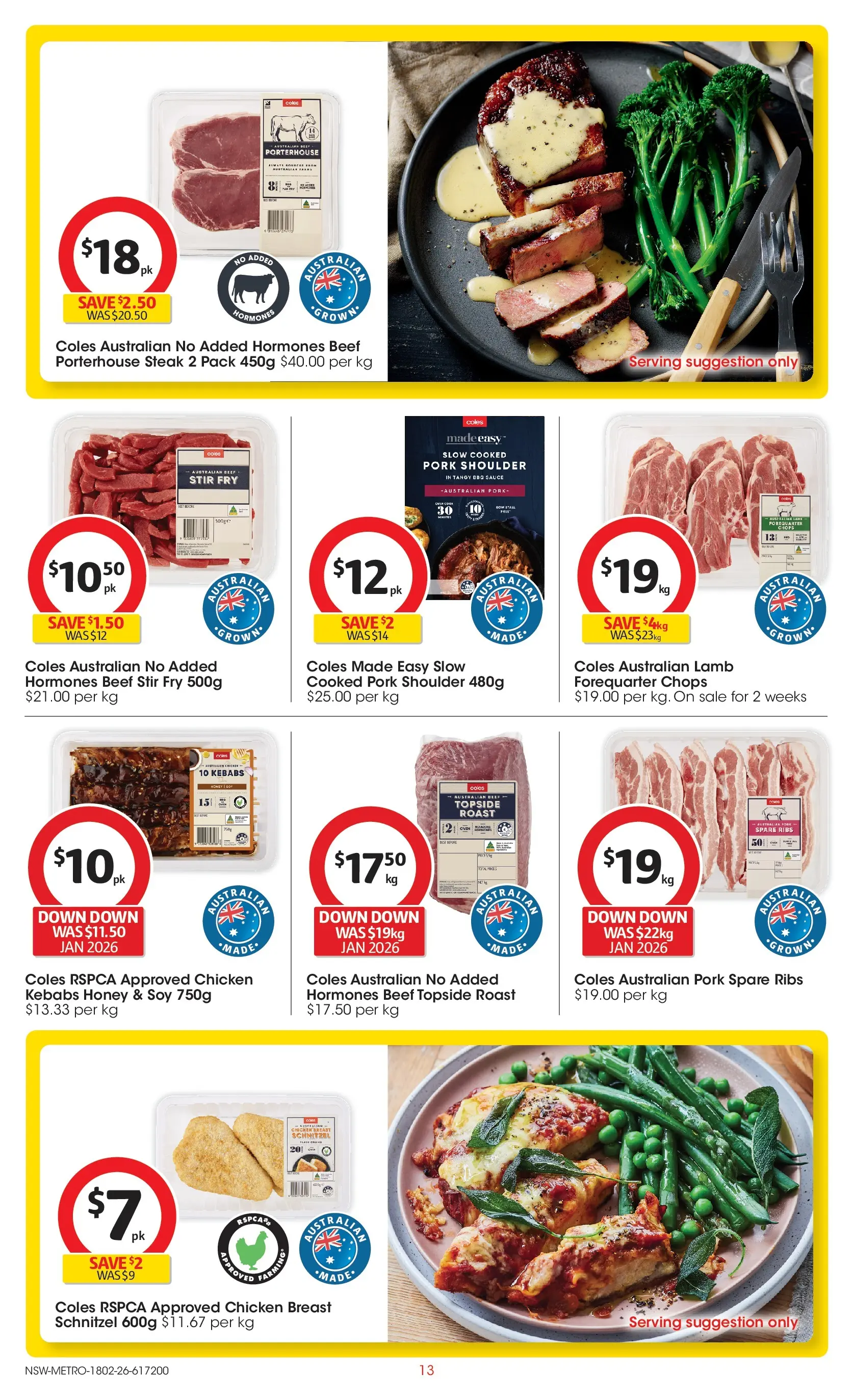 ﻿Coles catalogue valid from 18/02/2026 > Online Australia | Page: 13 | Products: Pork, Lamb, Steak, Oven