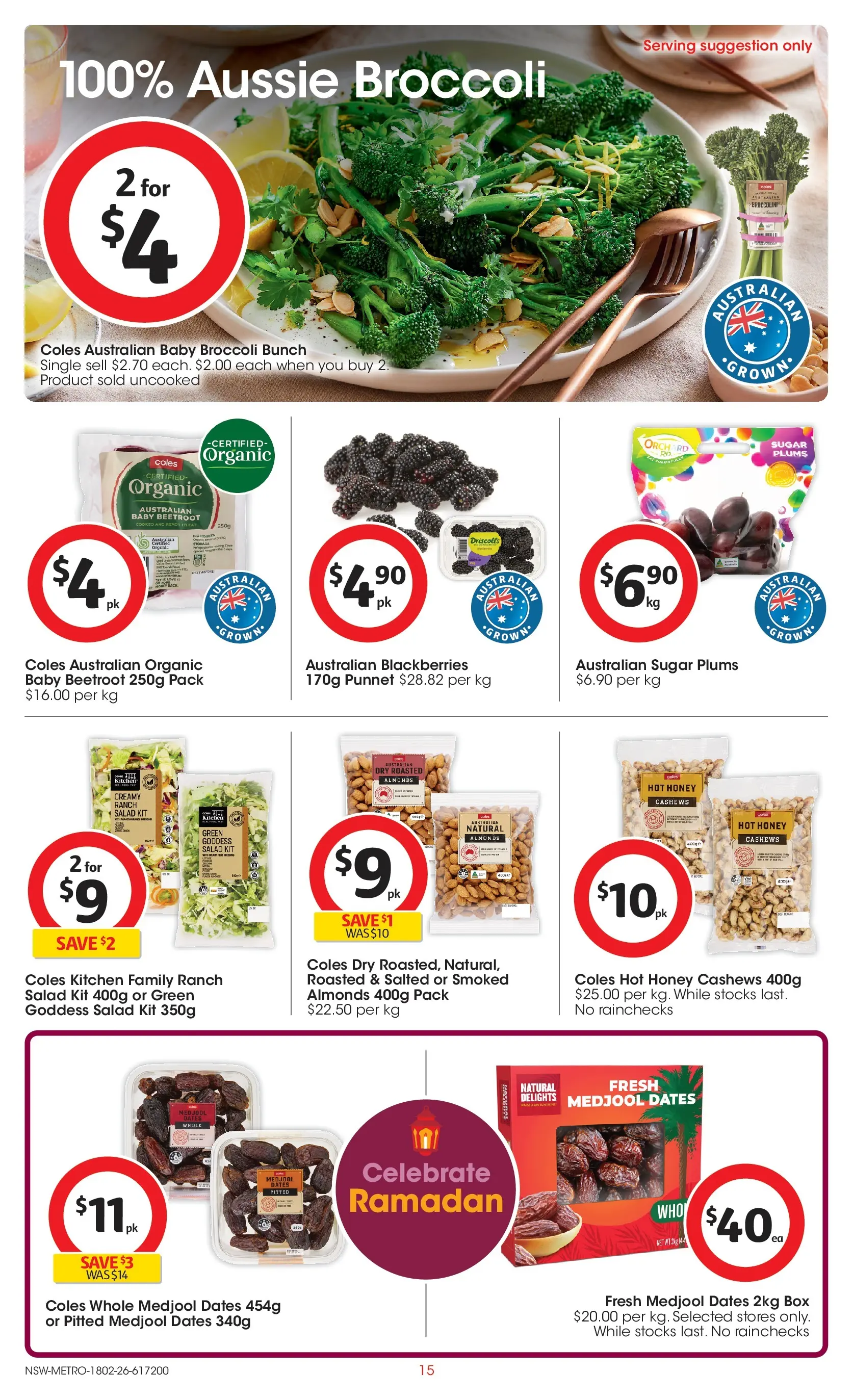 ﻿Coles catalogue valid from 18/02/2026 > Online Australia | Page: 15 | Products: Almonds, Honey, Salad, Sugar