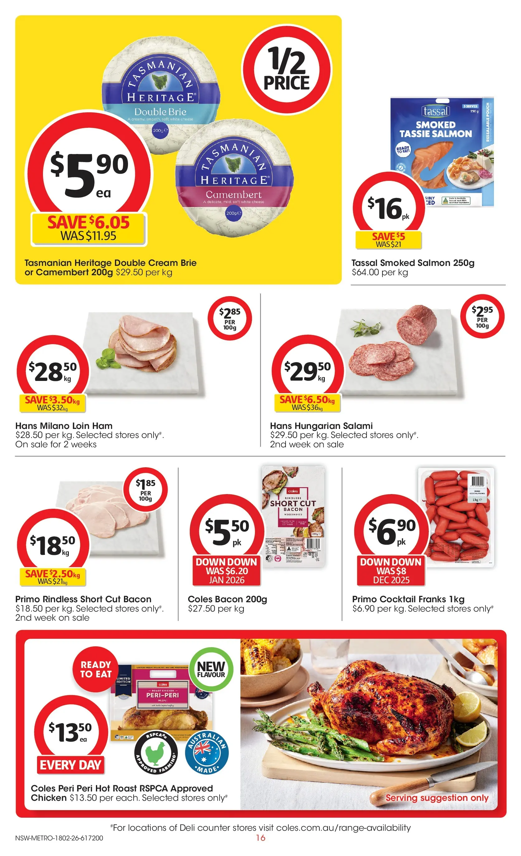 ﻿Coles catalogue valid from 18/02/2026 > Online Australia | Page: 16 | Products: Cheese, Ham, Chicken, Cream