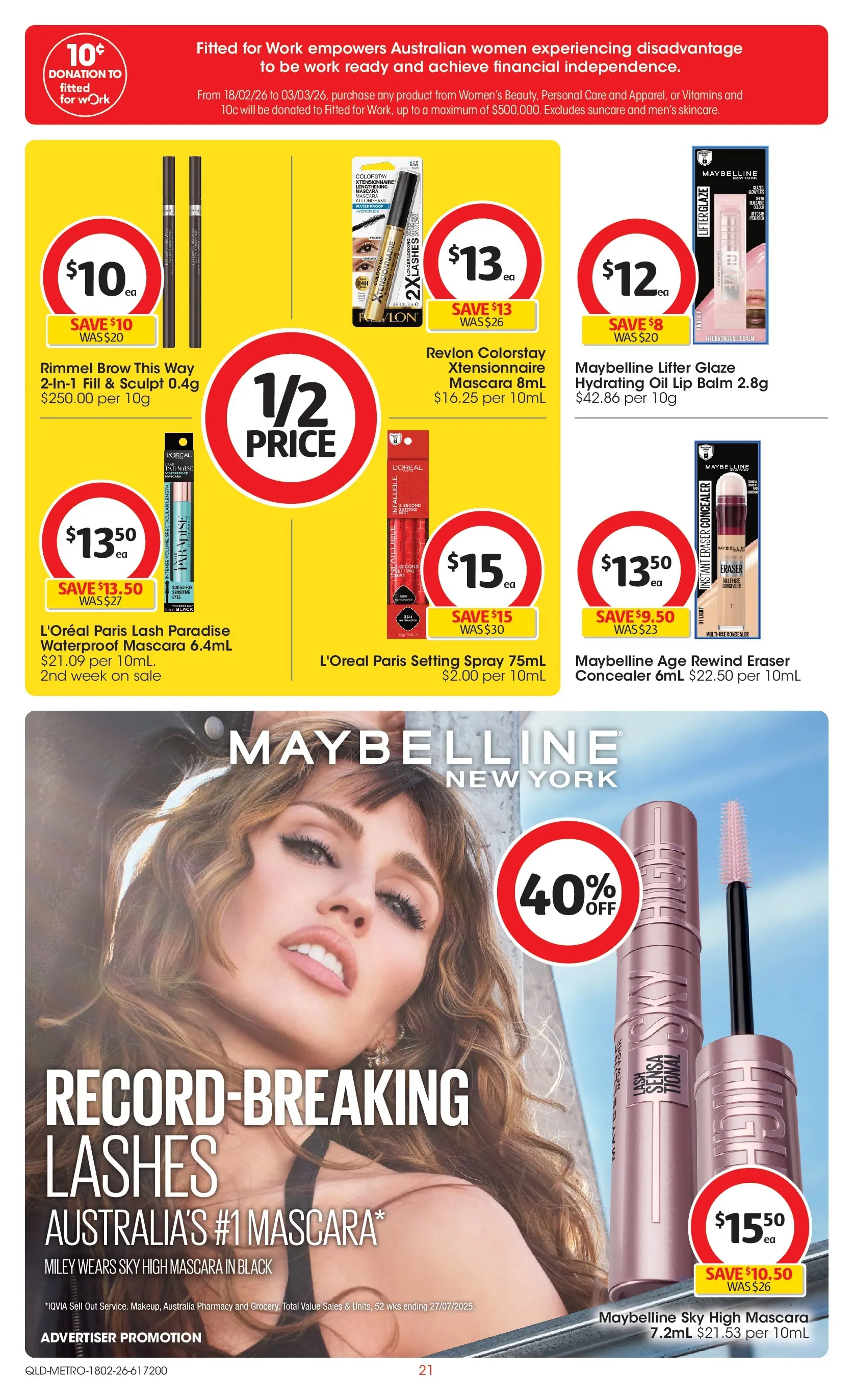 ﻿Coles catalogue valid from 18/02/2026 > Online Australia | Page: 21 | Products: Concealer, Light, Mascara, Setting spray