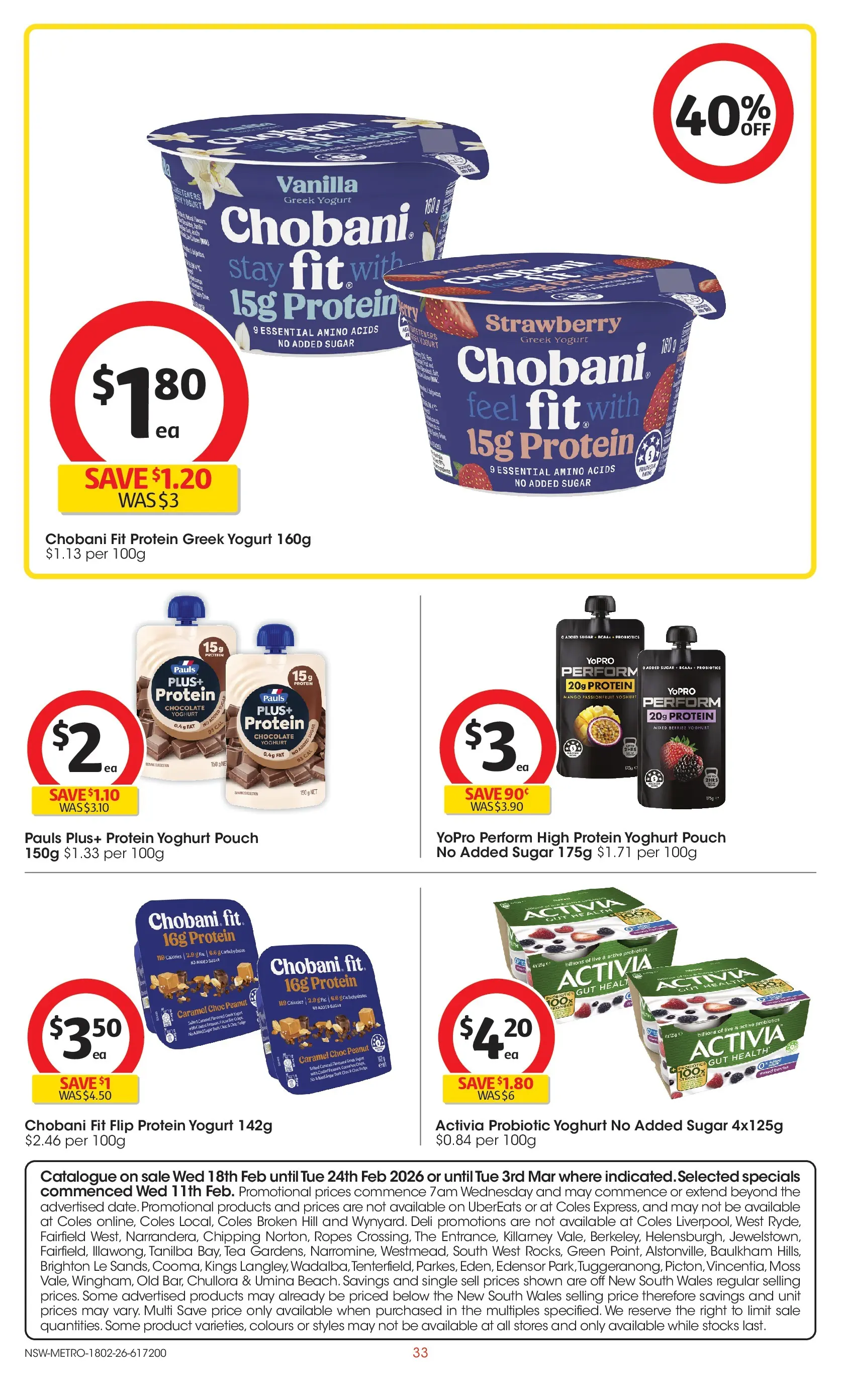 ﻿Coles catalogue valid from 18/02/2026 > Online Australia | Page: 33 | Products: Yoghurt, Chocolate, Tea, Mango