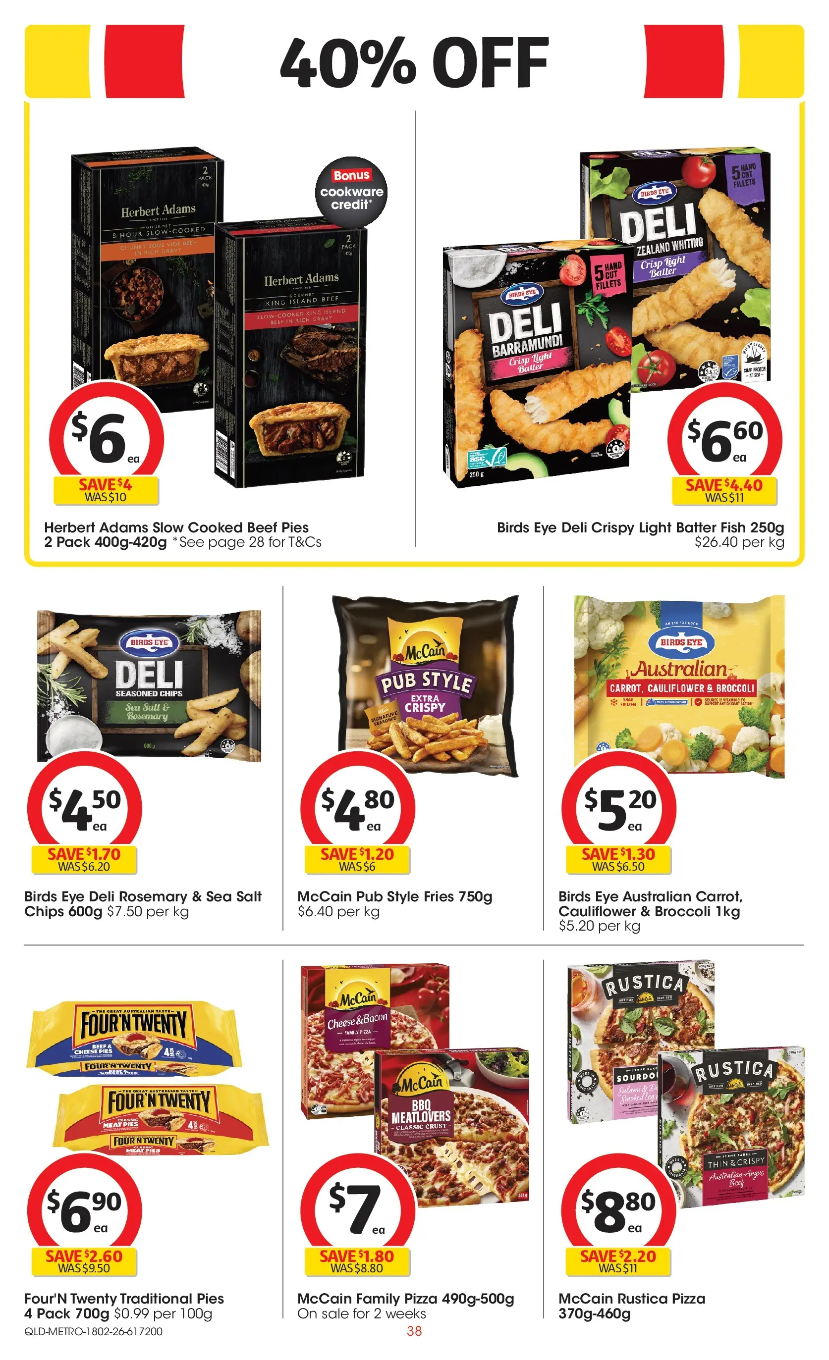 ﻿Coles catalogue valid from 18/02/2026 > Online Australia | Page: 38 | Products: Meat, Cookware, Chips, Pies