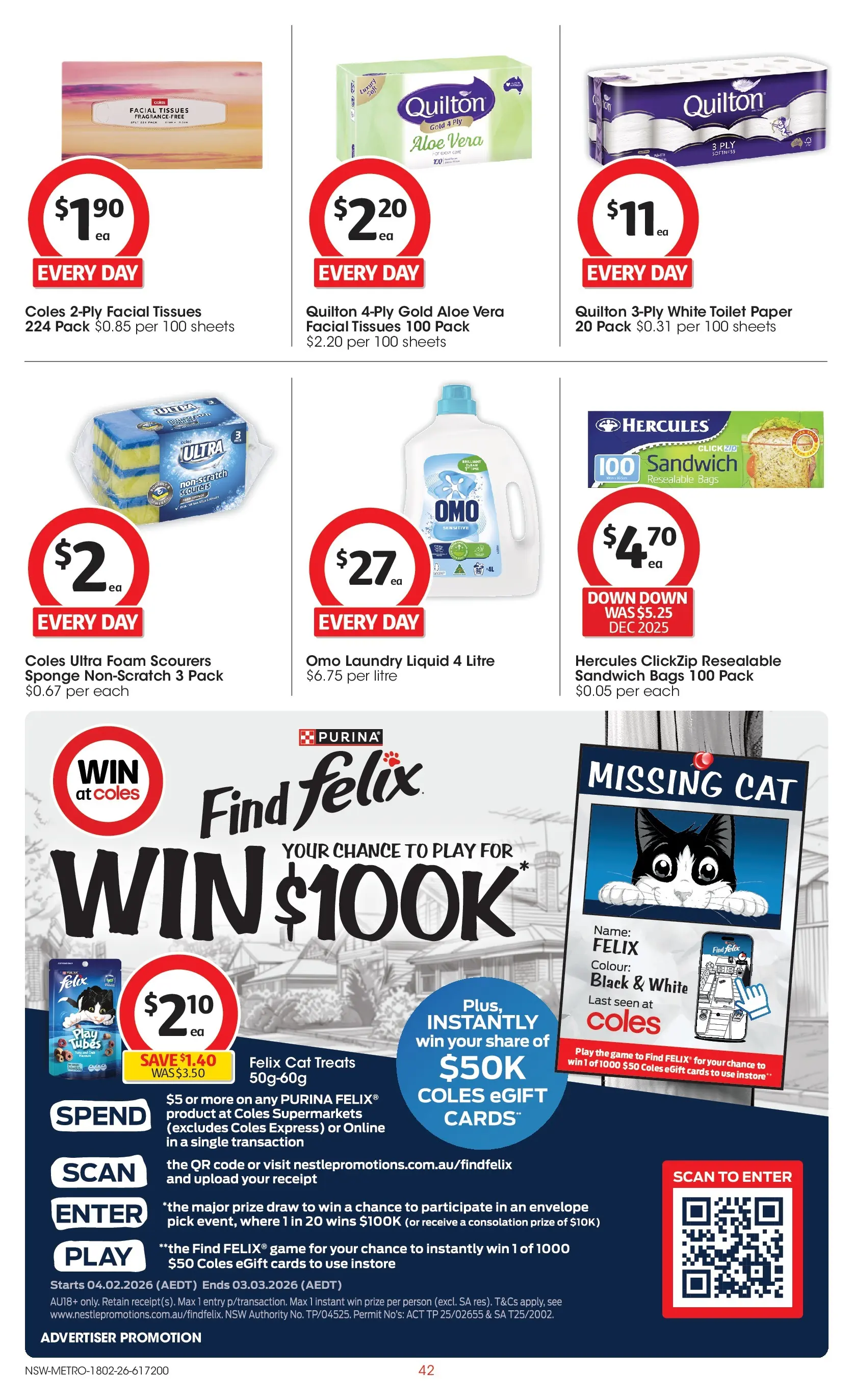 ﻿Coles catalogue valid from 18/02/2026 > Online Australia | Page: 42 | Products: Toilet paper, Sponge, Laundry, Game