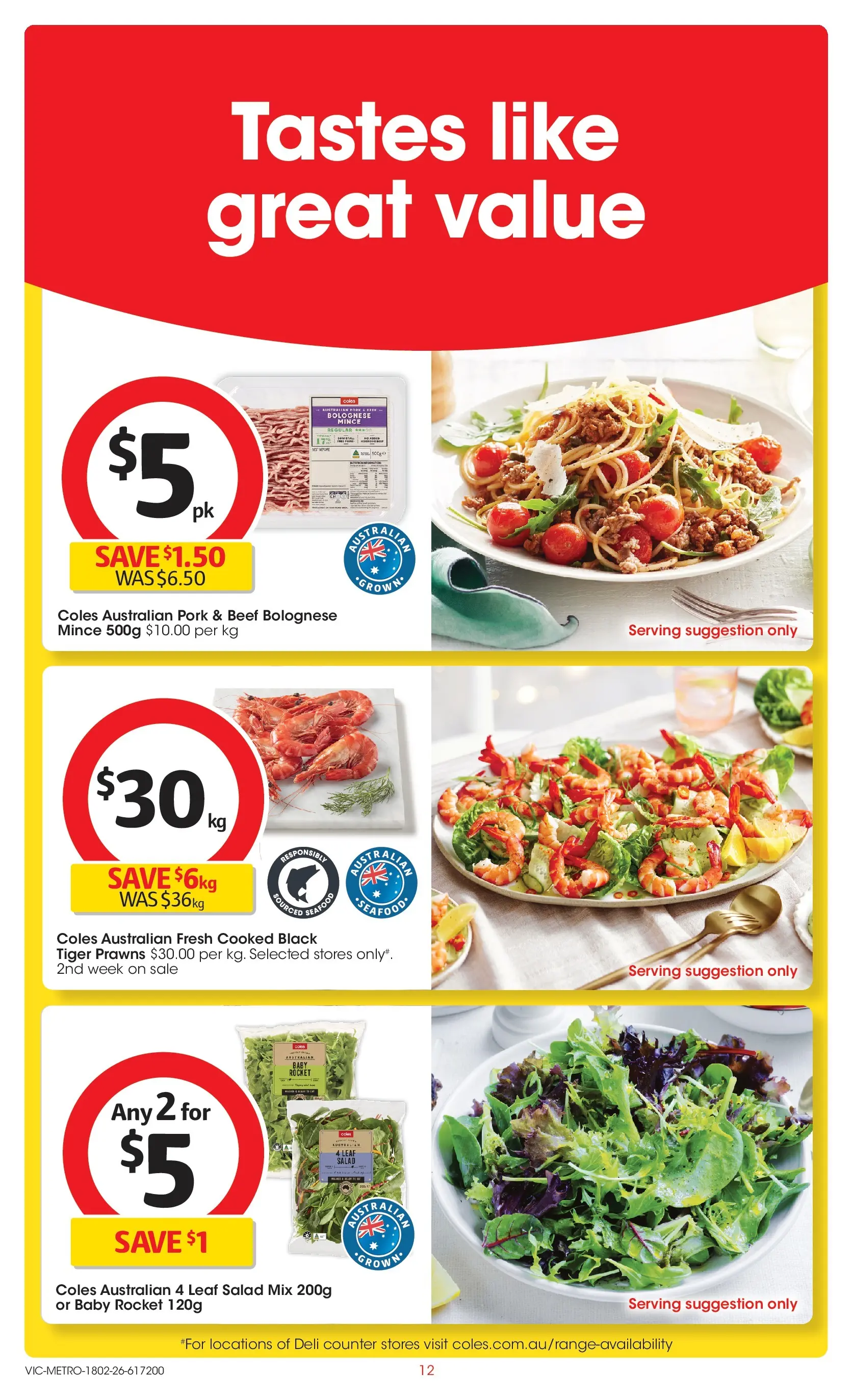 ﻿Coles catalogue valid from 18/02/2026 > Online Australia | Page: 12 | Products: Pork, Beef, Salad, Rocket