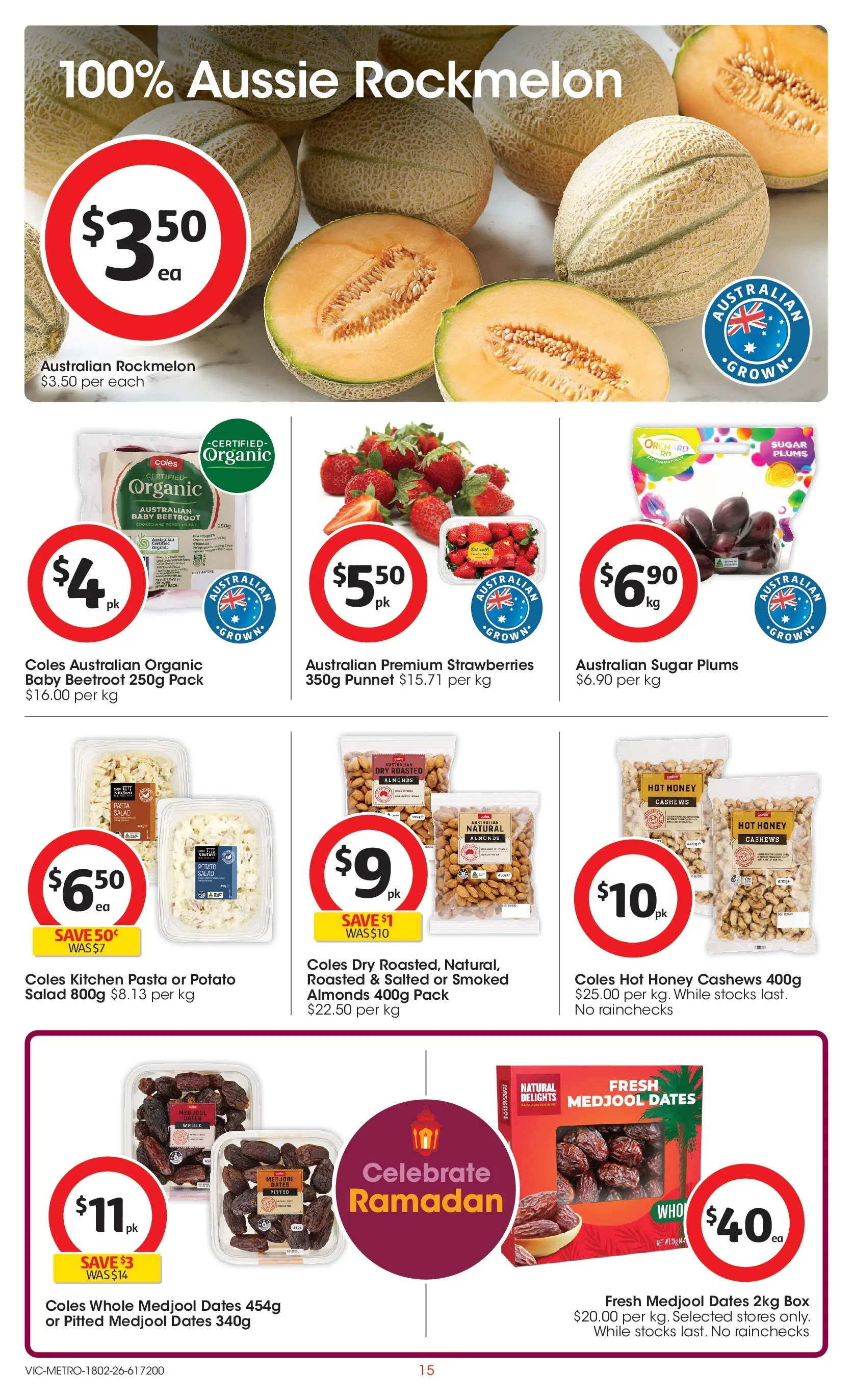 ﻿Coles catalogue valid from 18/02/2026 > Online Australia | Page: 15 | Products: Box, Pasta, Salad, Rockmelon