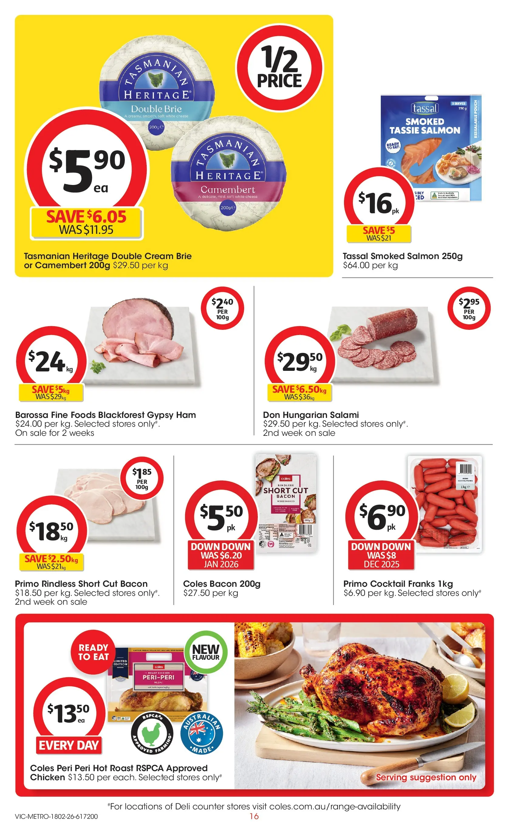 ﻿Coles catalogue valid from 18/02/2026 > Online Australia | Page: 16 | Products: Bacon, Salami, Ham, Chicken