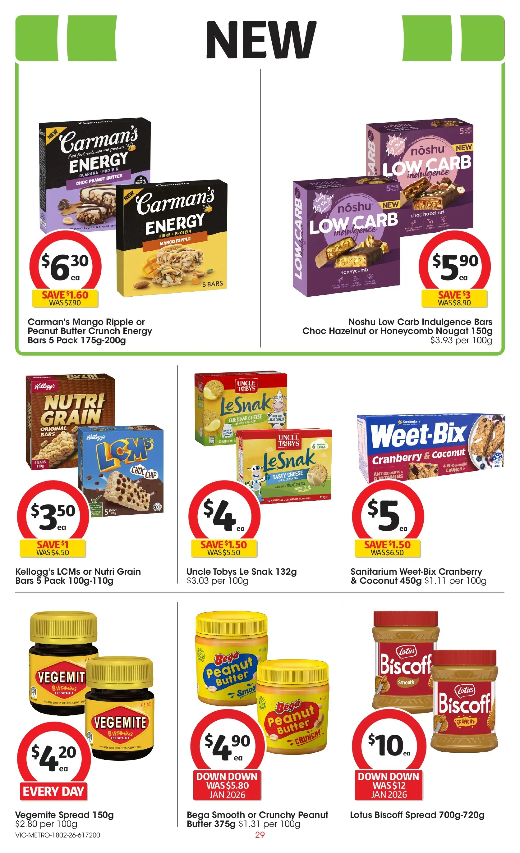 ﻿Coles catalogue valid from 18/02/2026 > Online Australia | Page: 29 | Products: Crackers, Butter, Sugar, Vegemite