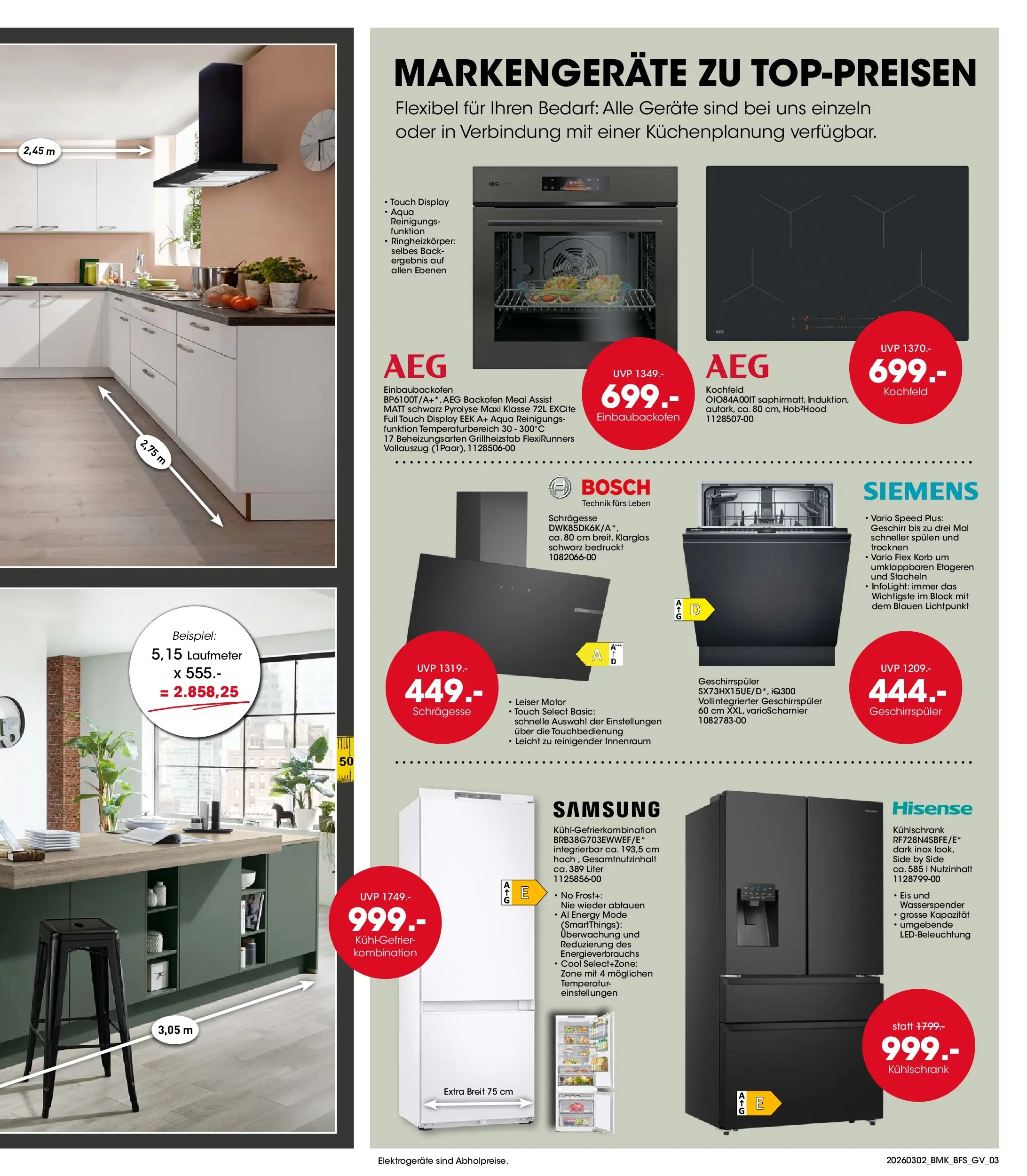 Möbel Martin Wochenangebote (ab 02.03.2026) zum Blättern | Seite: 3 | Produkte: Hisense, Siemens, Korb, Backofen