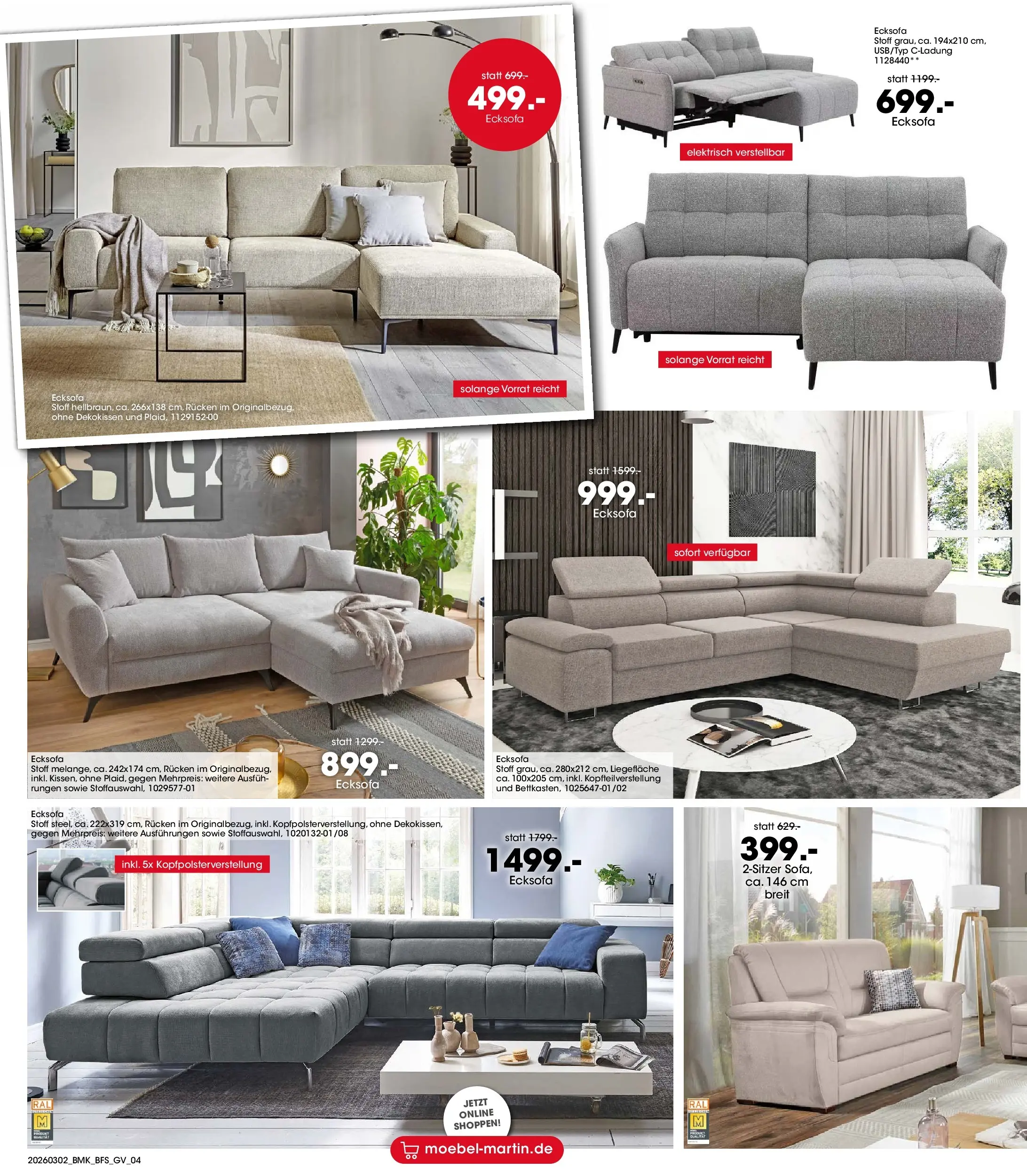 Möbel Martin Wochenangebote (ab 02.03.2026) zum Blättern | Seite: 4 | Produkte: Ecksofa