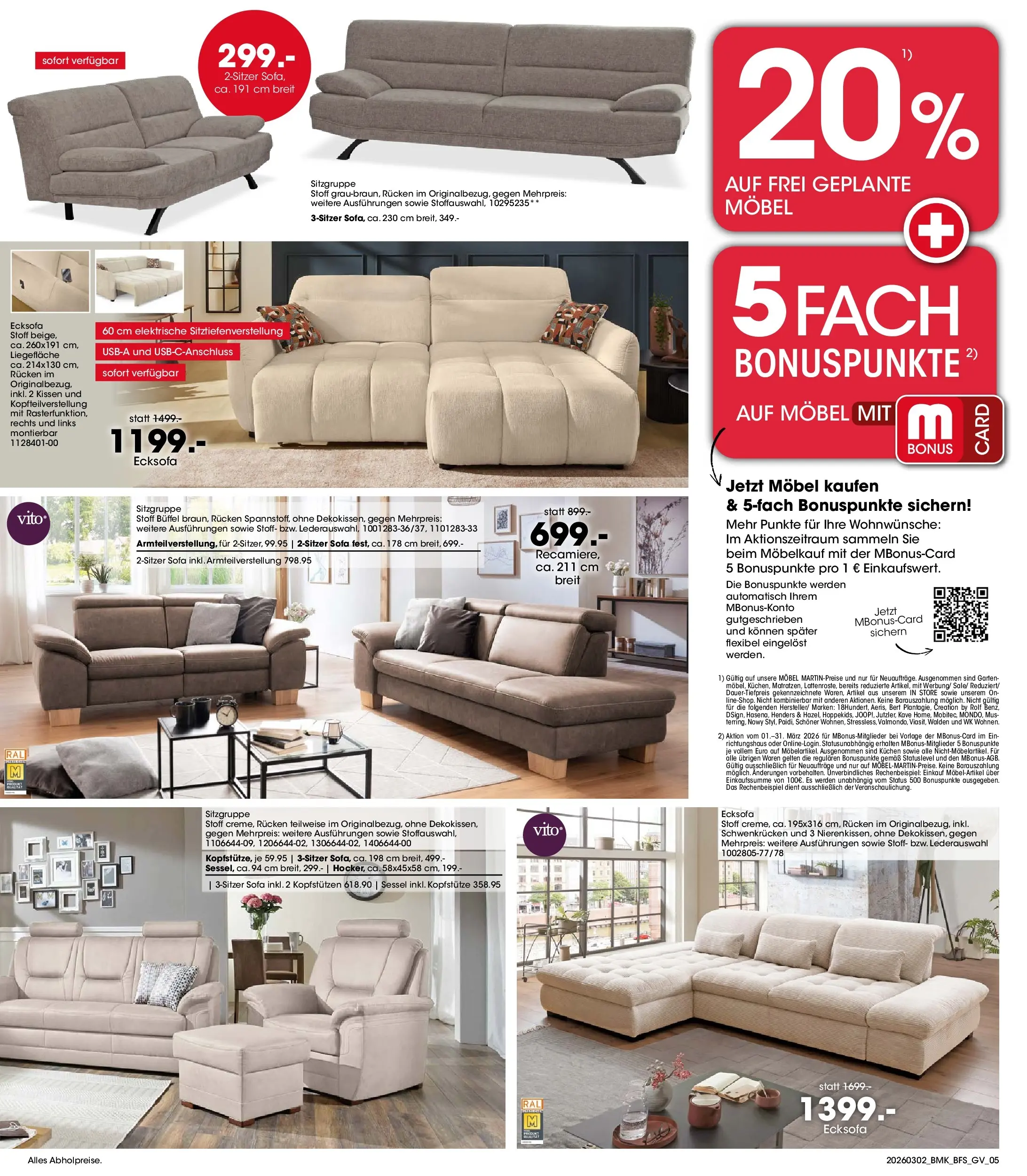 Möbel Martin Wochenangebote (ab 02.03.2026) zum Blättern | Seite: 5 | Produkte: Ecksofa, Kissen, Sofa, Kuchen