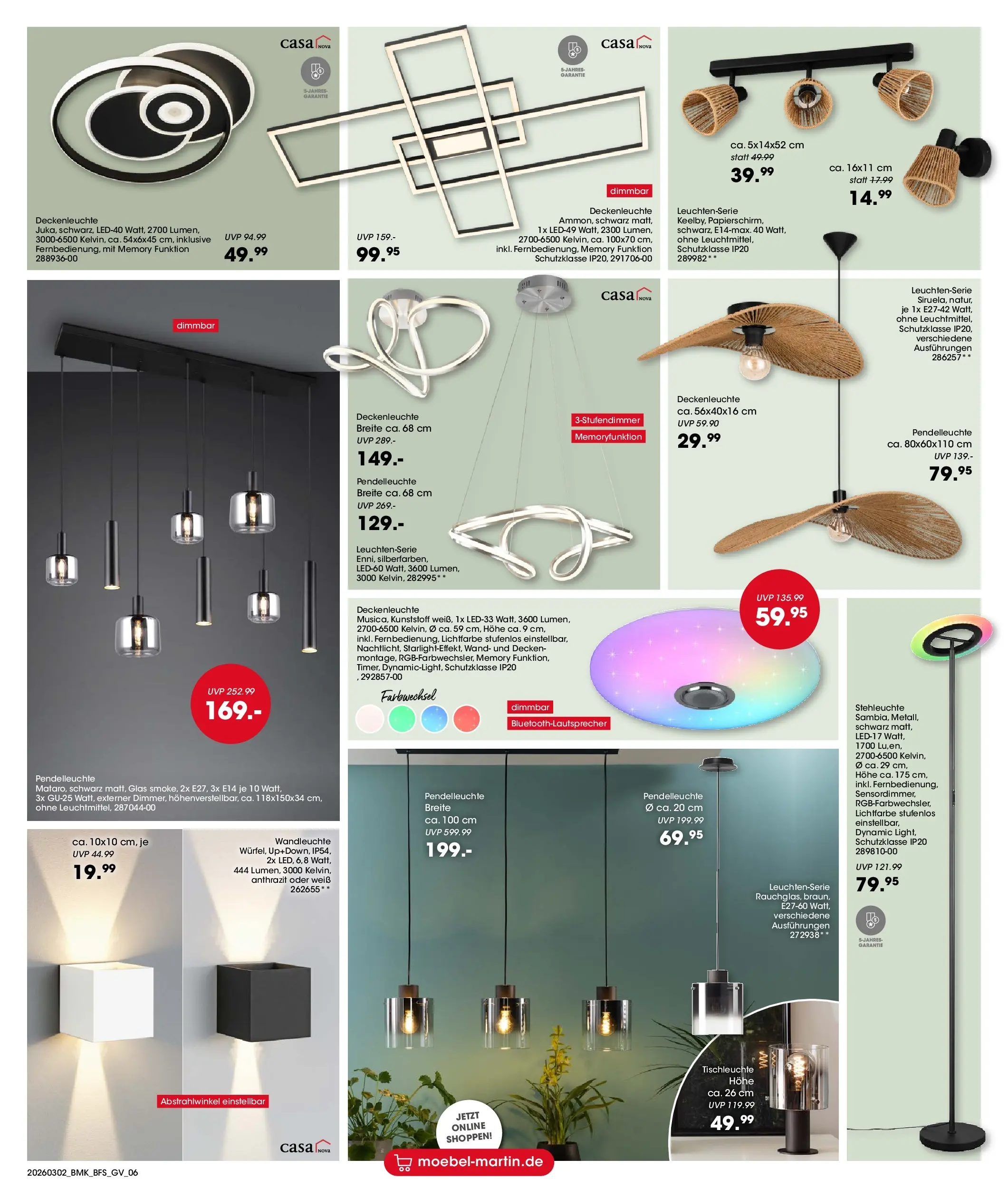 Möbel Martin Wochenangebote (ab 02.03.2026) zum Blättern | Seite: 6 | Produkte: Wandleuchte