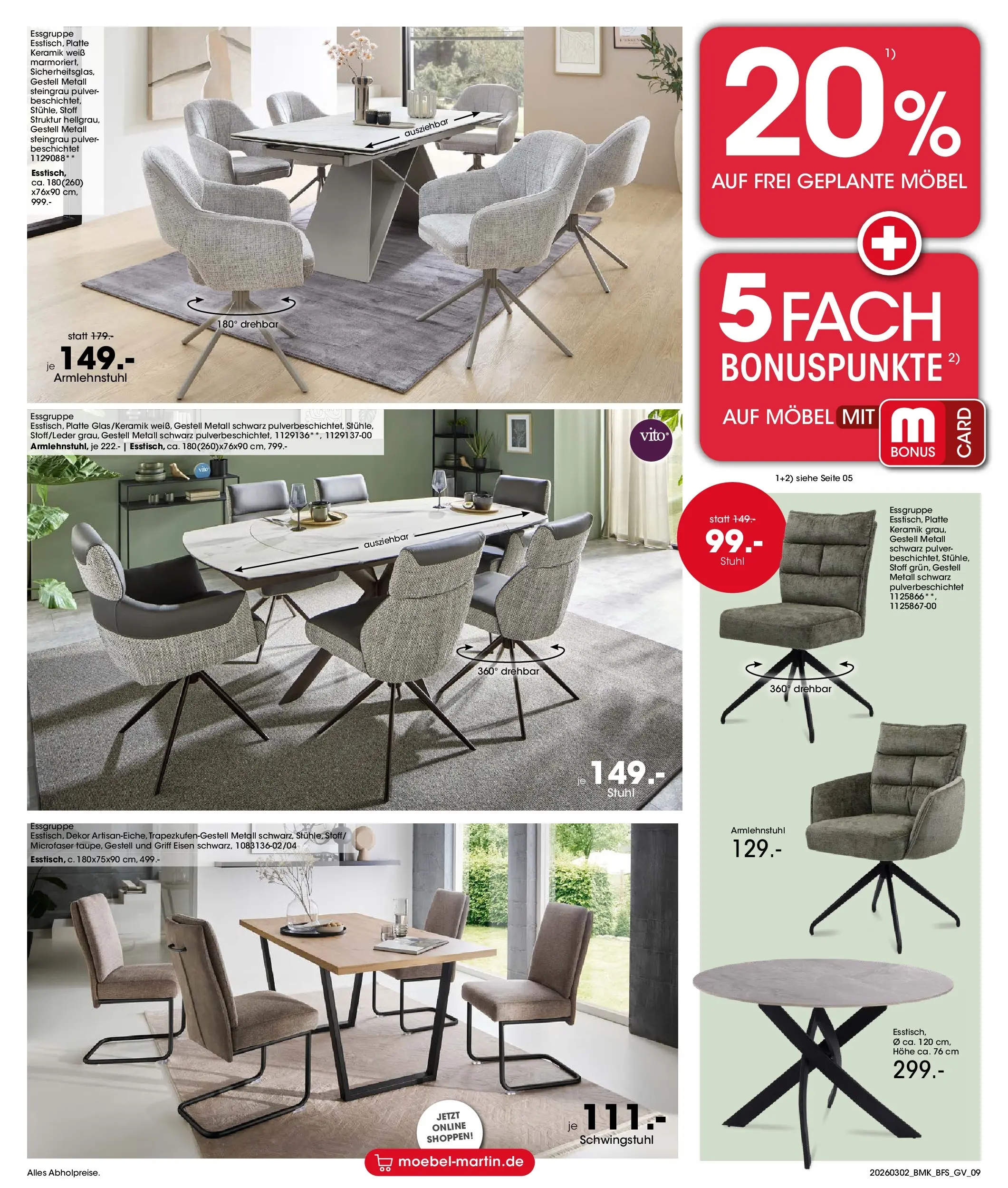 Möbel Martin Wochenangebote (ab 02.03.2026) zum Blättern | Seite: 9 | Produkte: Essgruppe, Stuhl