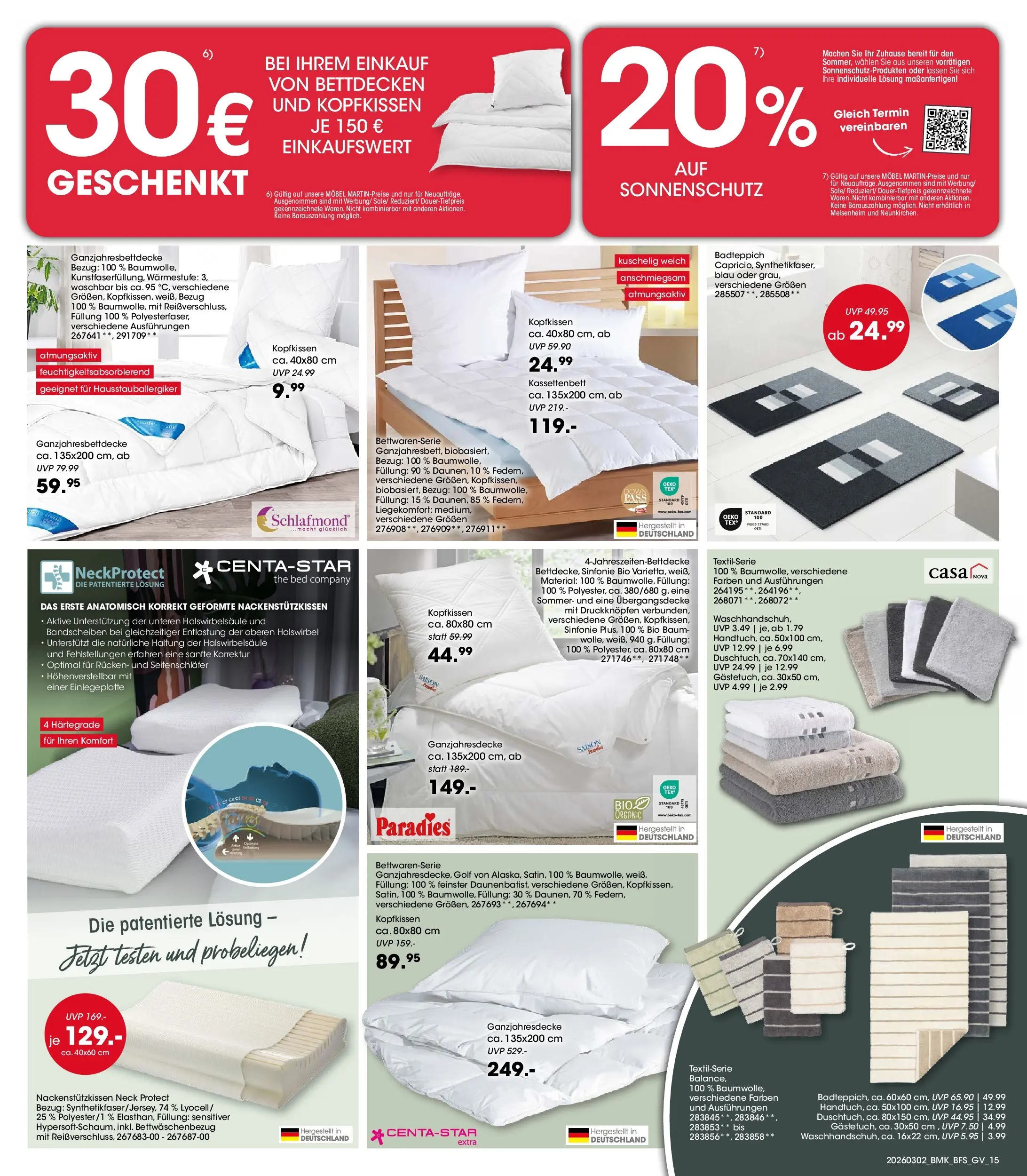 Möbel Martin Wochenangebote (ab 02.03.2026) zum Blättern | Seite: 15 | Produkte: Kopfkissen