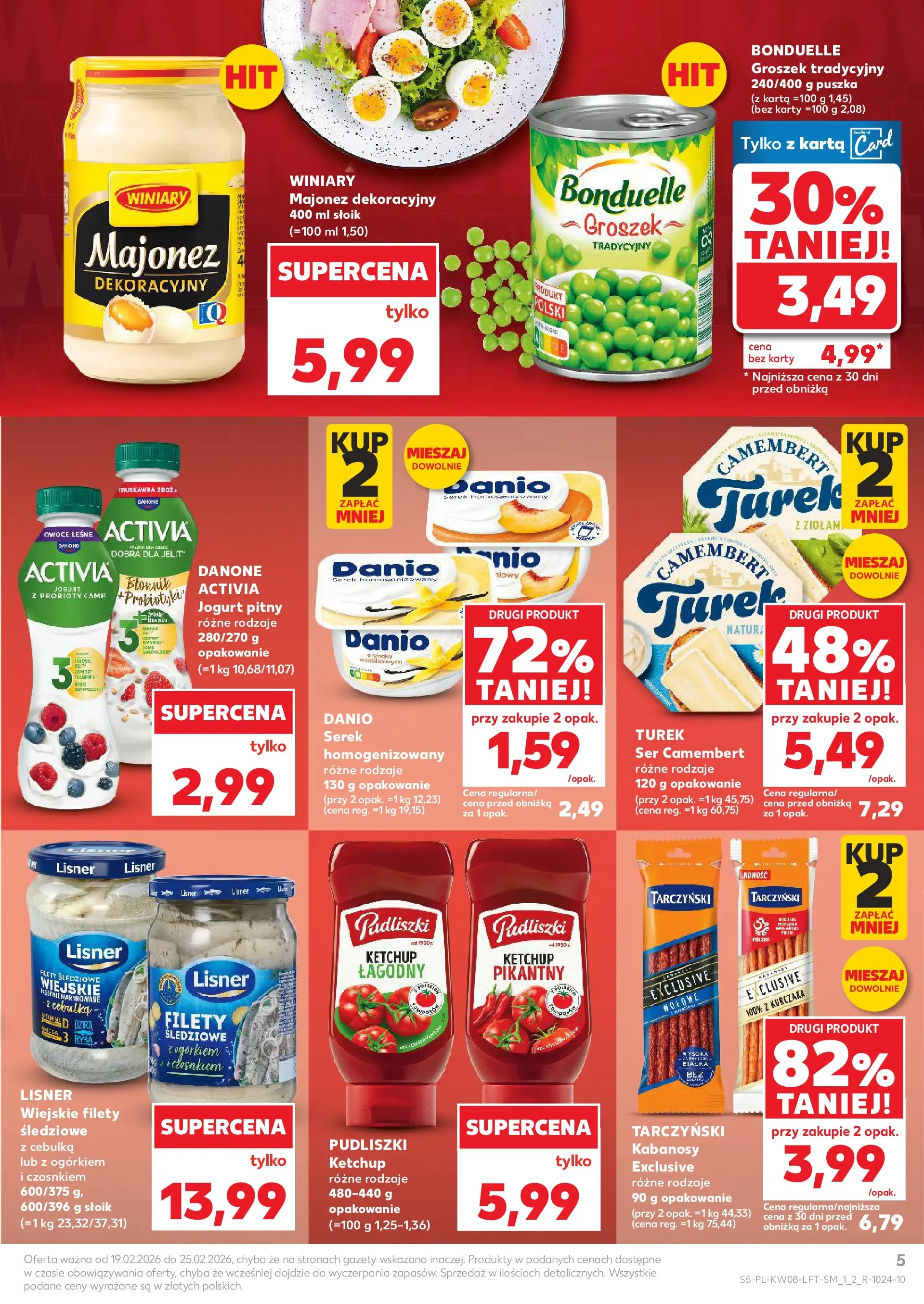 Kaufland gazetka od 19.02.2026 - od jutra PDF | Strona: 5 | Produkty: Karta, Camembert, Jogurt, Majonez