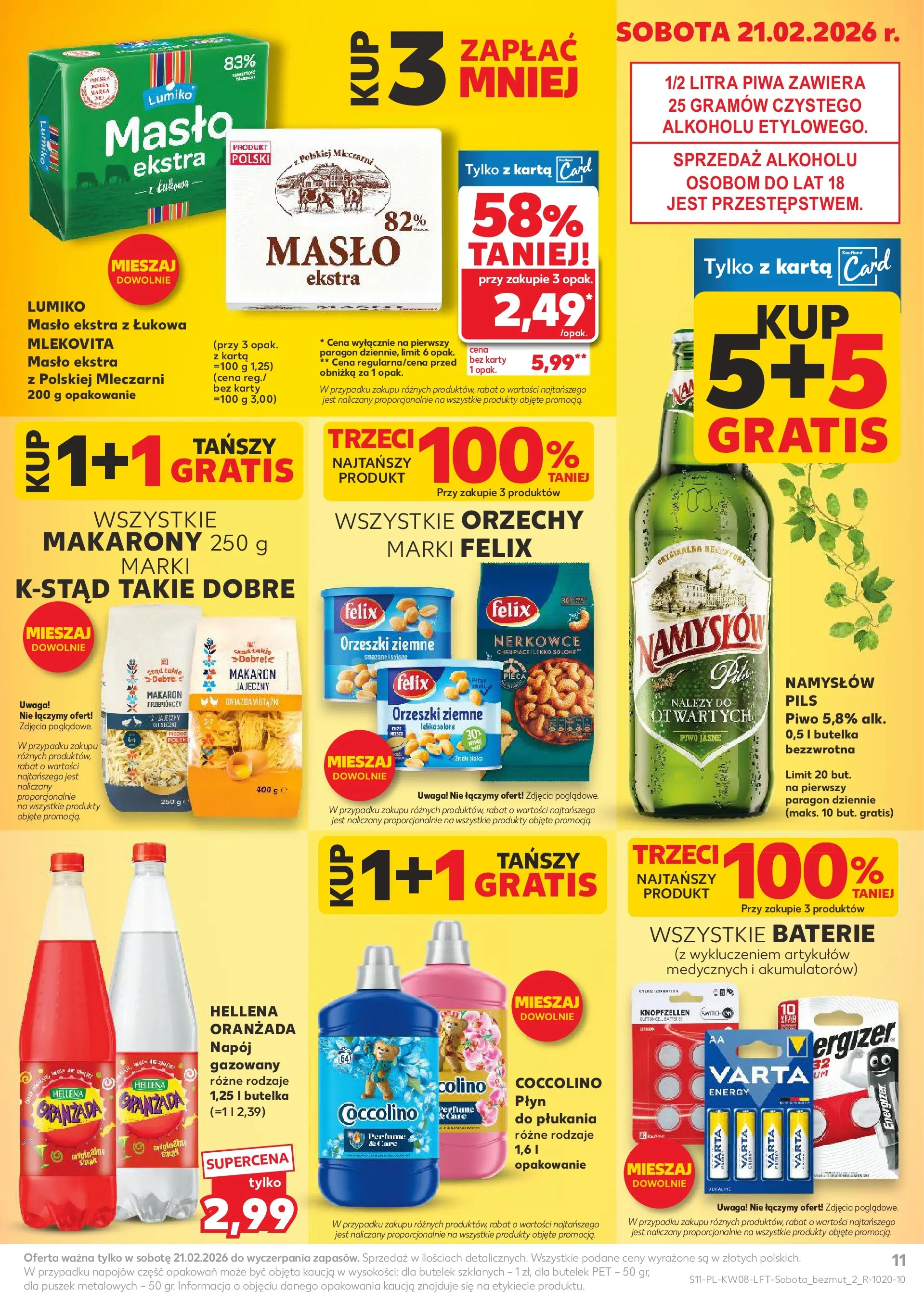 Kaufland gazetka od 19.02.2026 - od jutra PDF | Strona: 11 | Produkty: Baterie, Orzeszki ziemne, Makaron, Orzechy