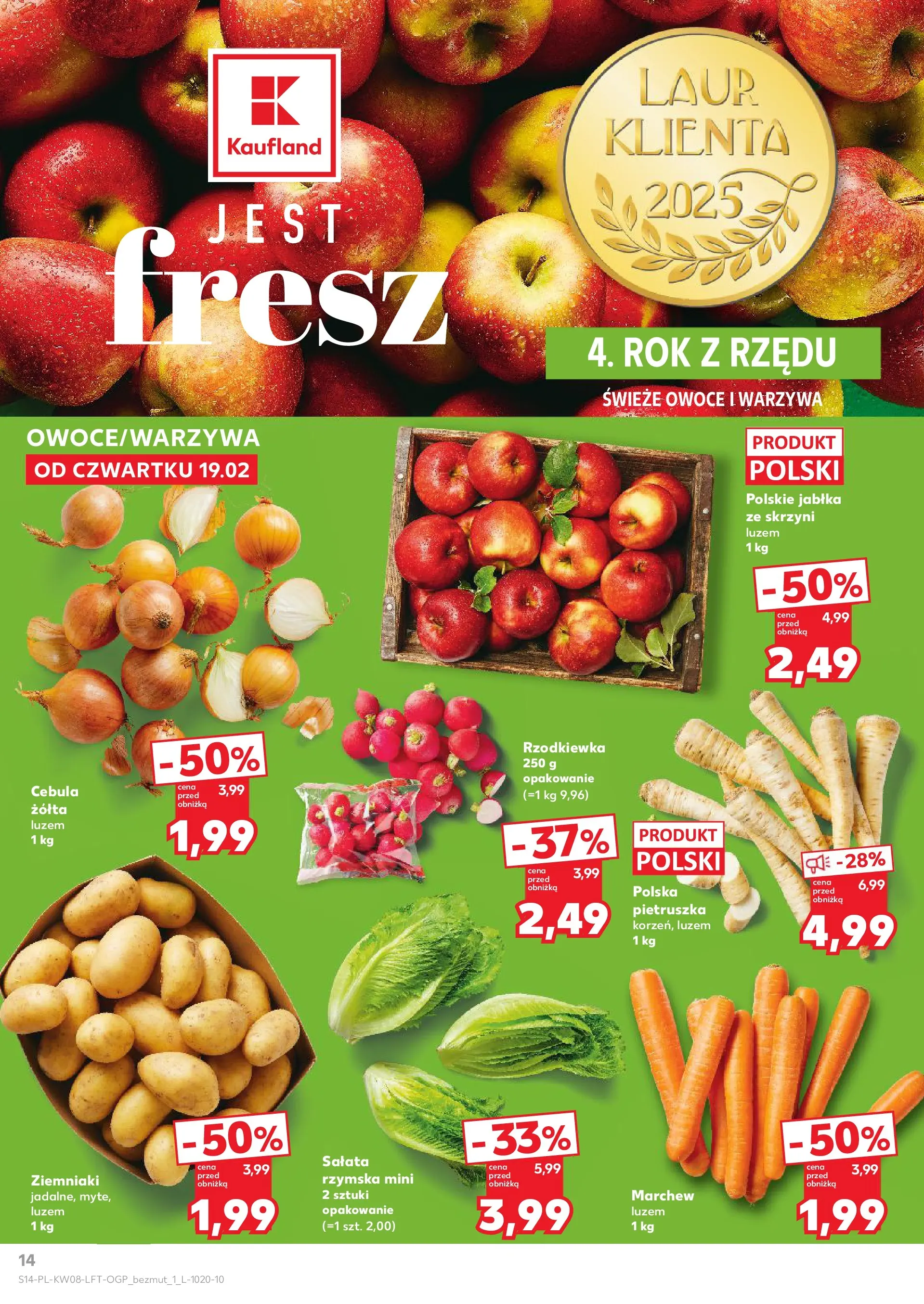 Kaufland gazetka od 19.02.2026 - od jutra PDF | Strona: 14 | Produkty: Pietruszka, Ziemniaki, Warzywa, Owoce