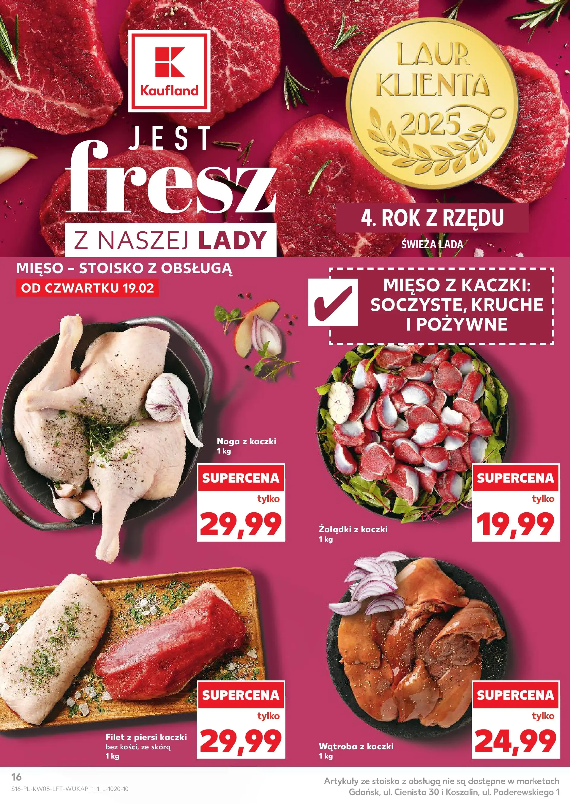 Kaufland gazetka od 19.02.2026 - od jutra PDF | Strona: 16 | Produkty: Piersi, Mięso, Noga z kaczki, Mięso z kaczki