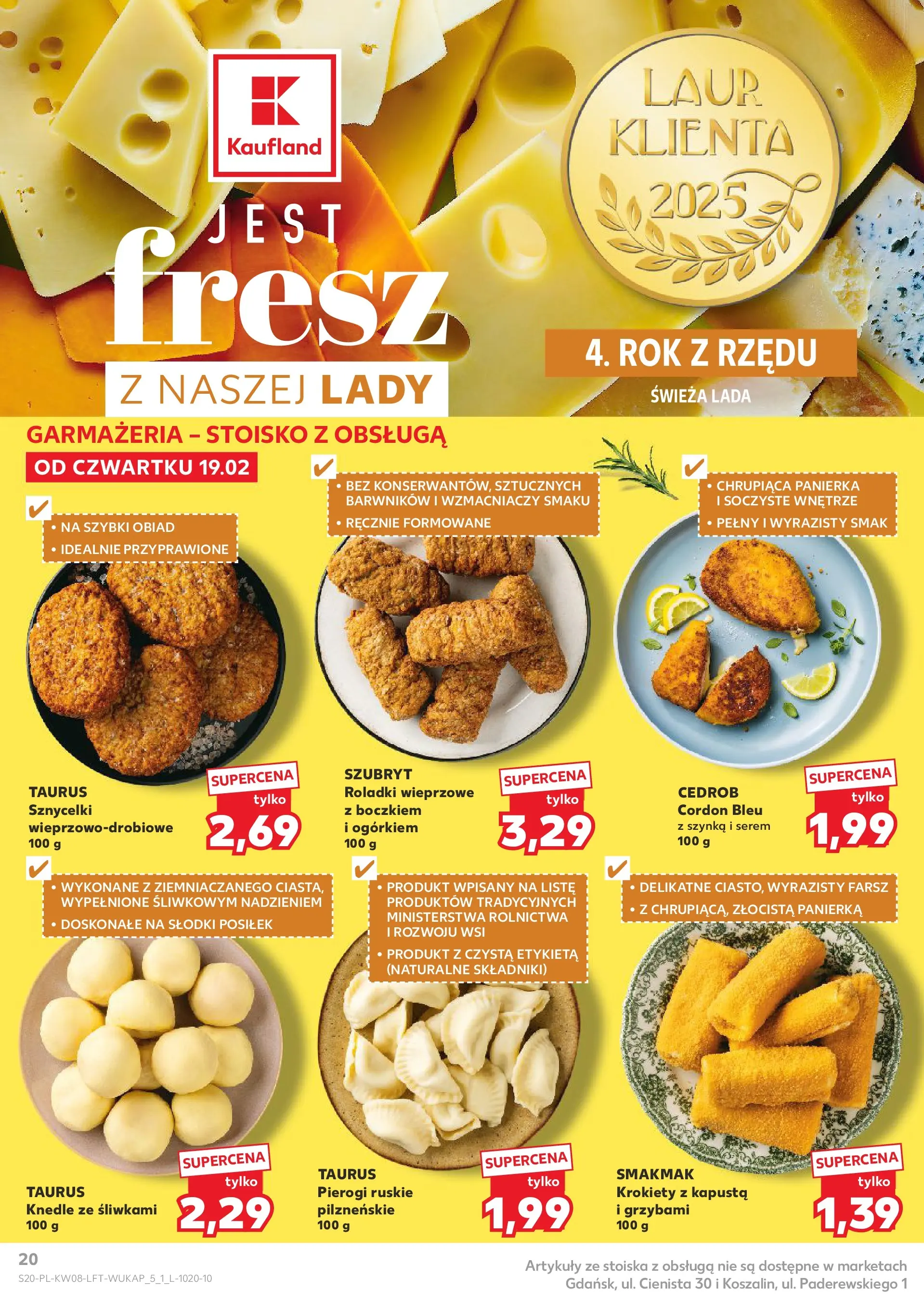 Kaufland gazetka od 19.02.2026 - od jutra PDF | Strona: 20 | Produkty: Kapusta, Pierogi, Krokiety, Szynka
