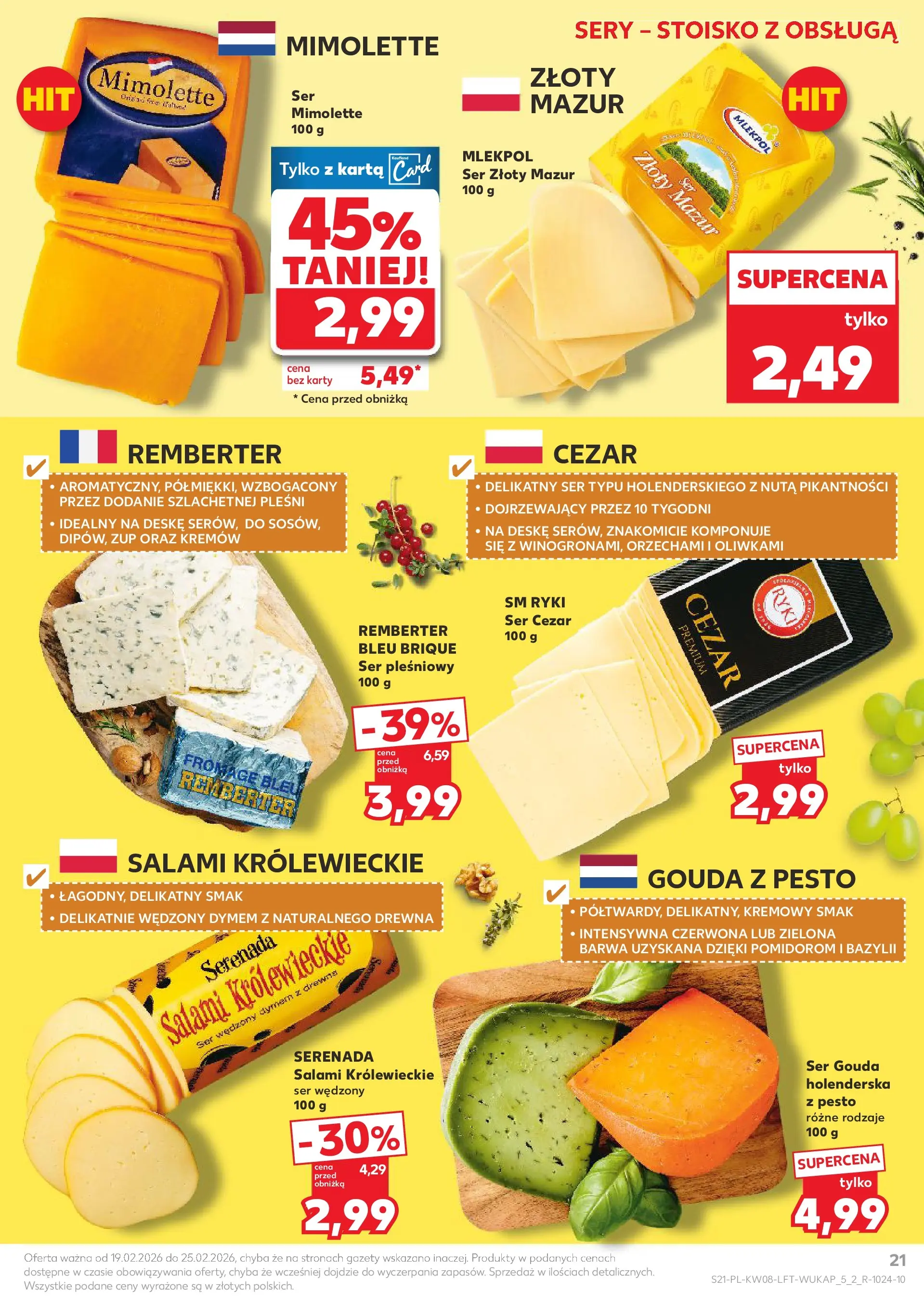 Kaufland gazetka od 19.02.2026 - od jutra PDF | Strona: 21 | Produkty: Karta, Pesto, Sery, Ser gouda
