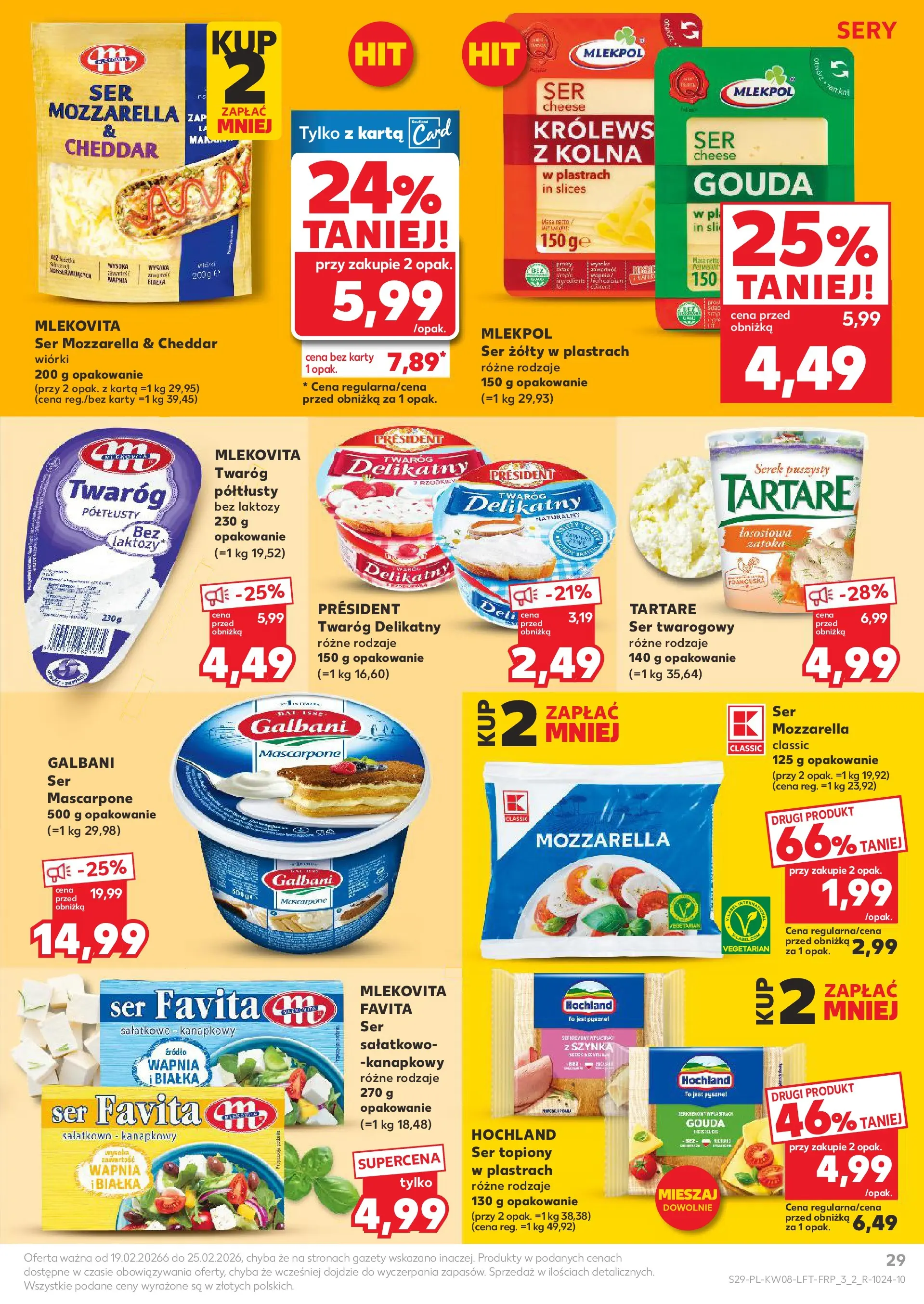 Kaufland gazetka od 19.02.2026 - od jutra PDF | Strona: 29 | Produkty: Szynka, Mascarpone, Sery, Twaróg