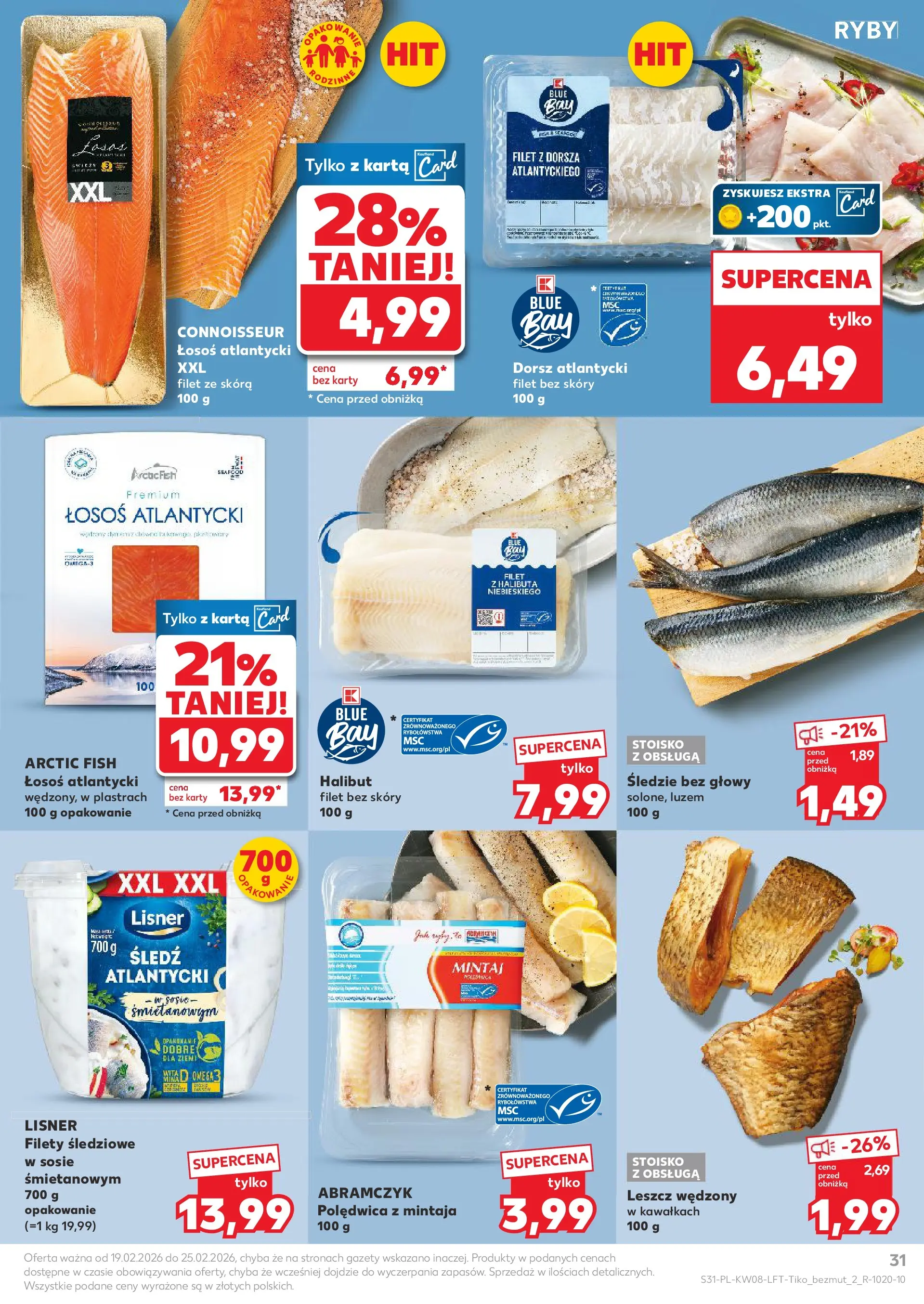 Kaufland gazetka od 19.02.2026 - od jutra PDF | Strona: 31 | Produkty: Karta, Śledź, Dorsz atlantycki, Łosoś