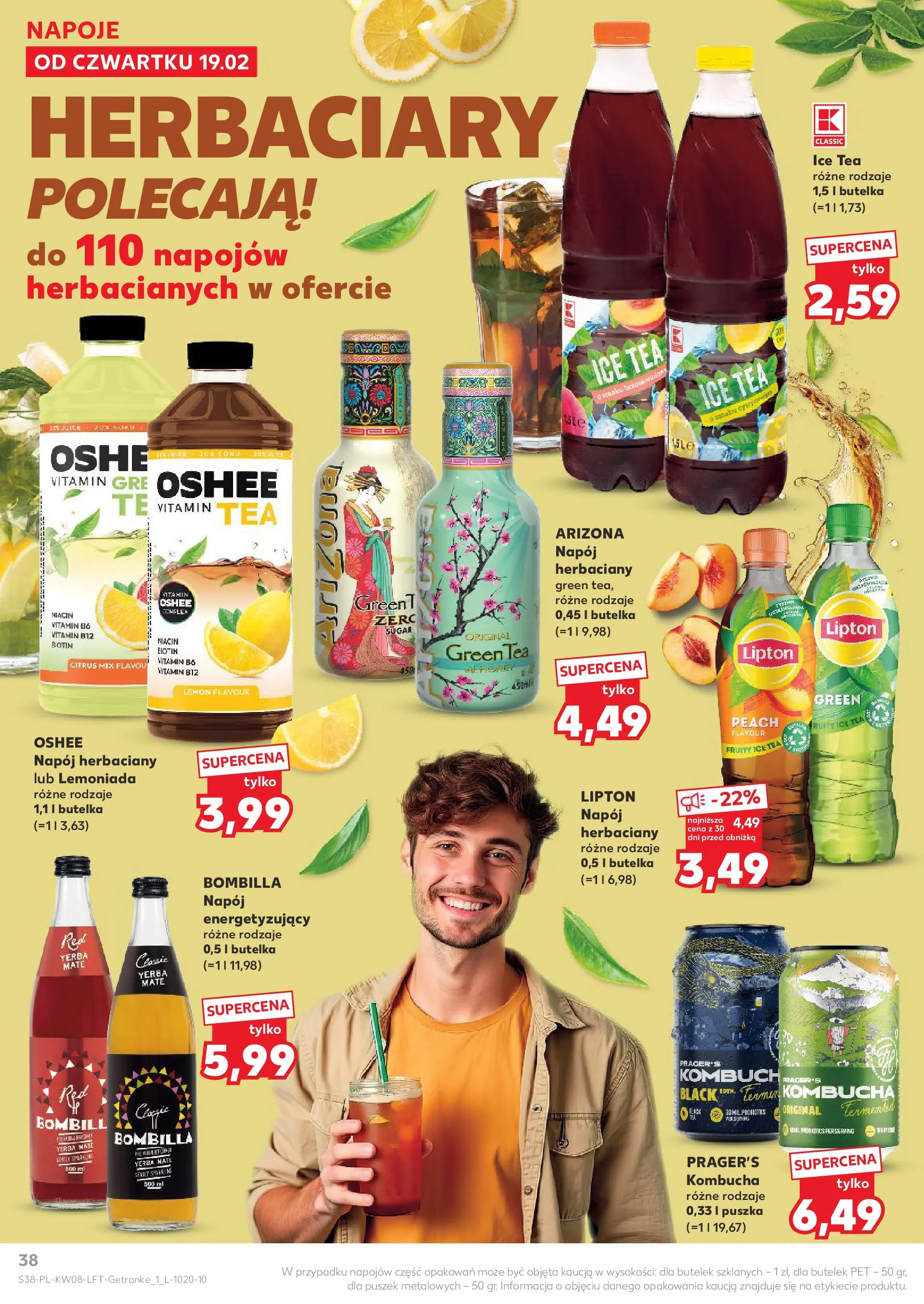 Kaufland gazetka od 19.02.2026 - od jutra PDF | Strona: 38 | Produkty: Ice Tea, Napoje, Kombucha, Yerba mate