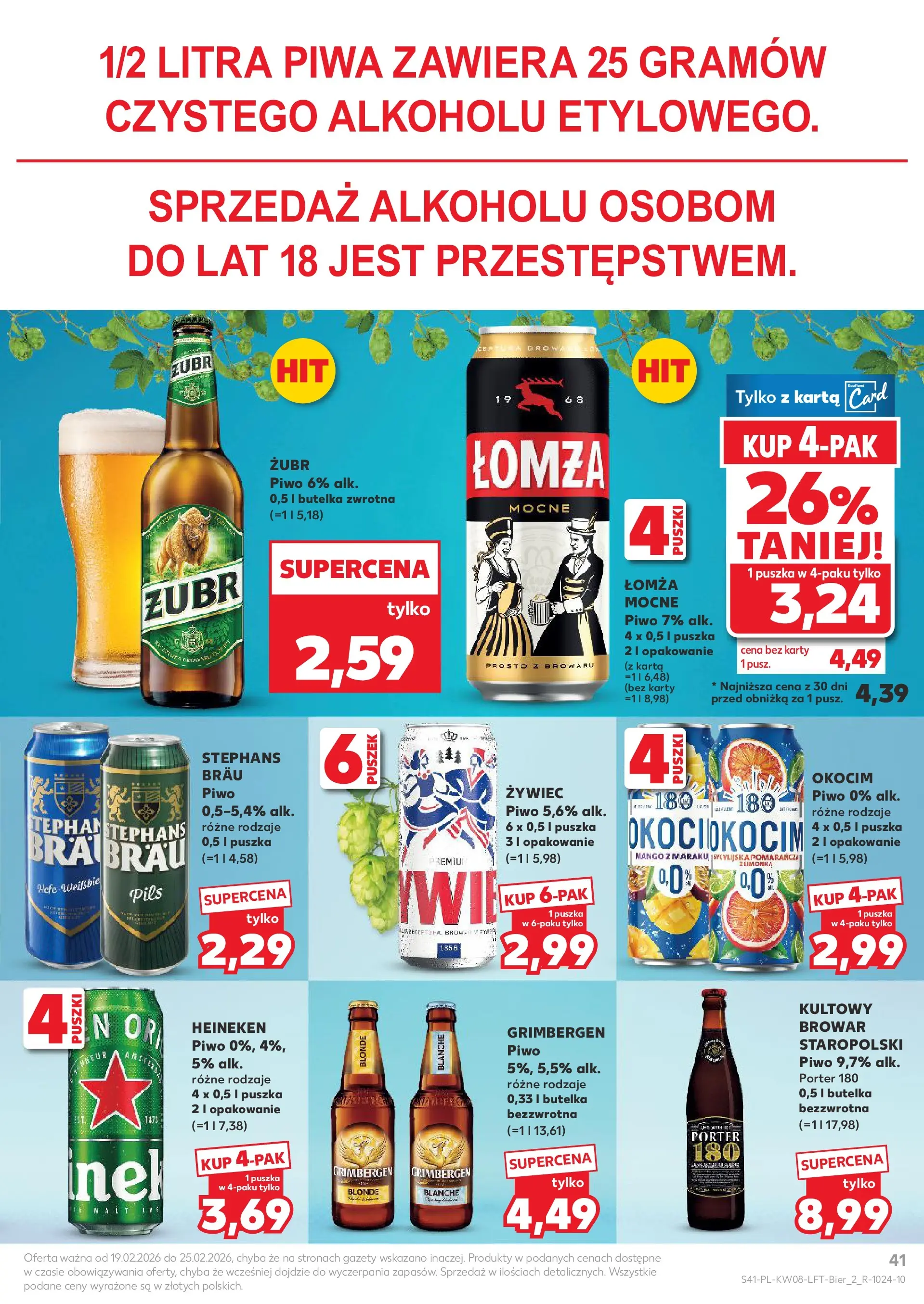 Kaufland gazetka od 19.02.2026 - od jutra PDF | Strona: 41 | Produkty: Mango, Karta, Piwo, Heineken
