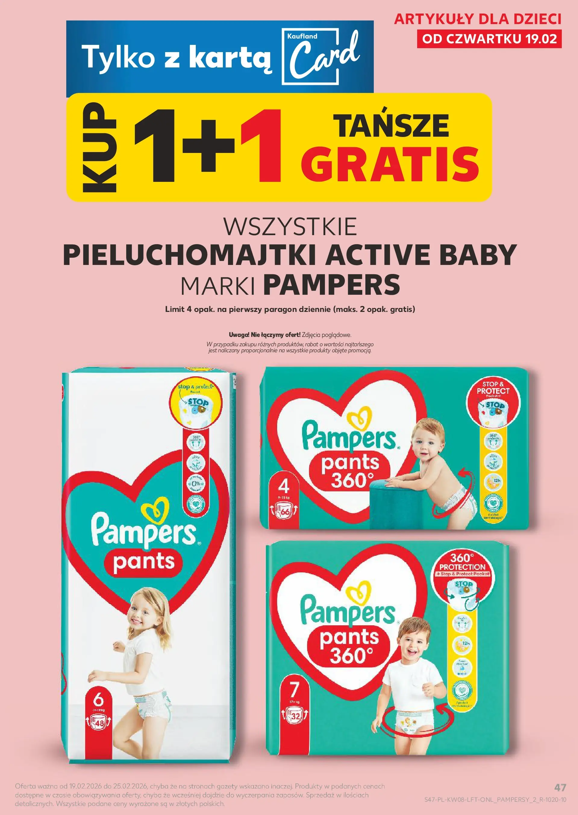 Kaufland gazetka od 19.02.2026 - od jutra PDF | Strona: 47 | Produkty: Karta, Pampers, Pieluchomajtki