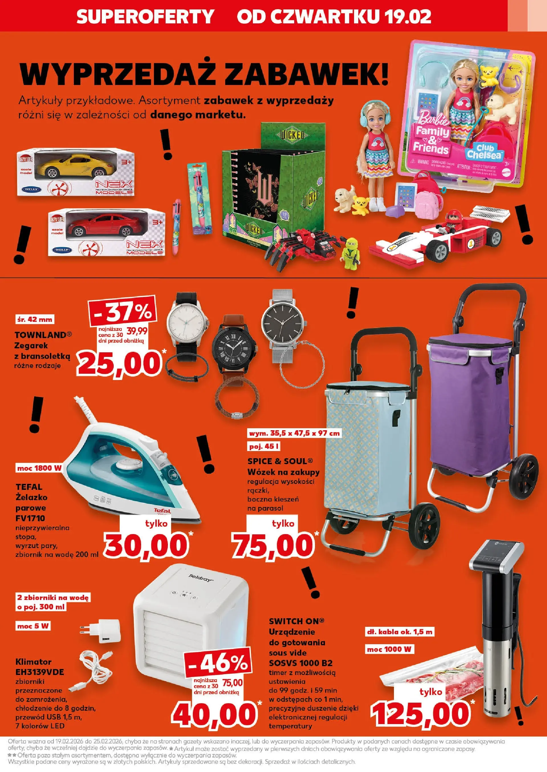 Kaufland gazetka - Mega okazje od 19.02.2026 - od jutra PDF | Strona: 5 | Produkty: Wózek na zakupy, Zegarek, USB, Barbie