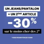 Bonobo Un jeans / pantalon + un 2&egrave;me article = -30% sur le moins cher des 2 - au 08.03.2026