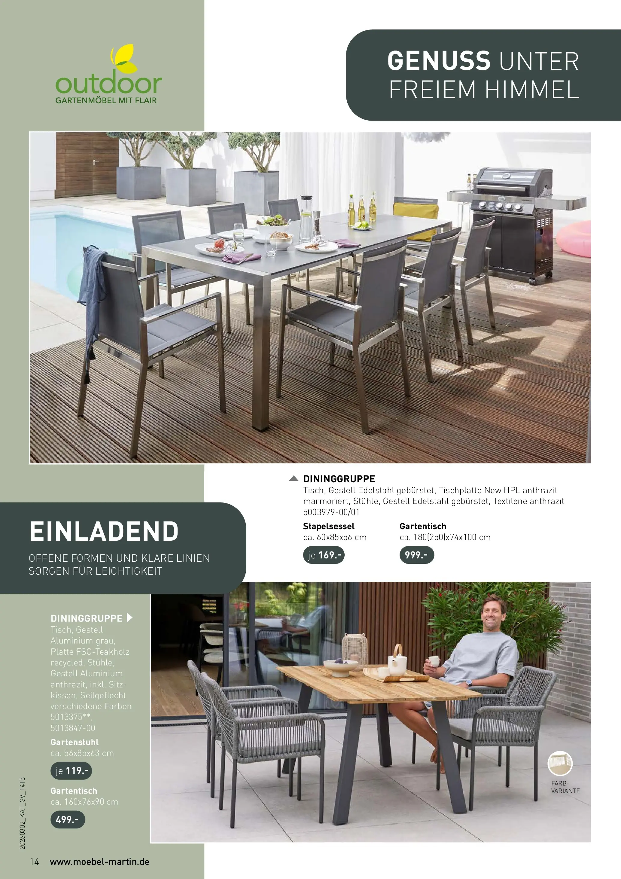 Möbel Martin Wochenangebote (ab 02.03.2026) zum Blättern | Seite: 14 | Produkte: Gartenmöbel