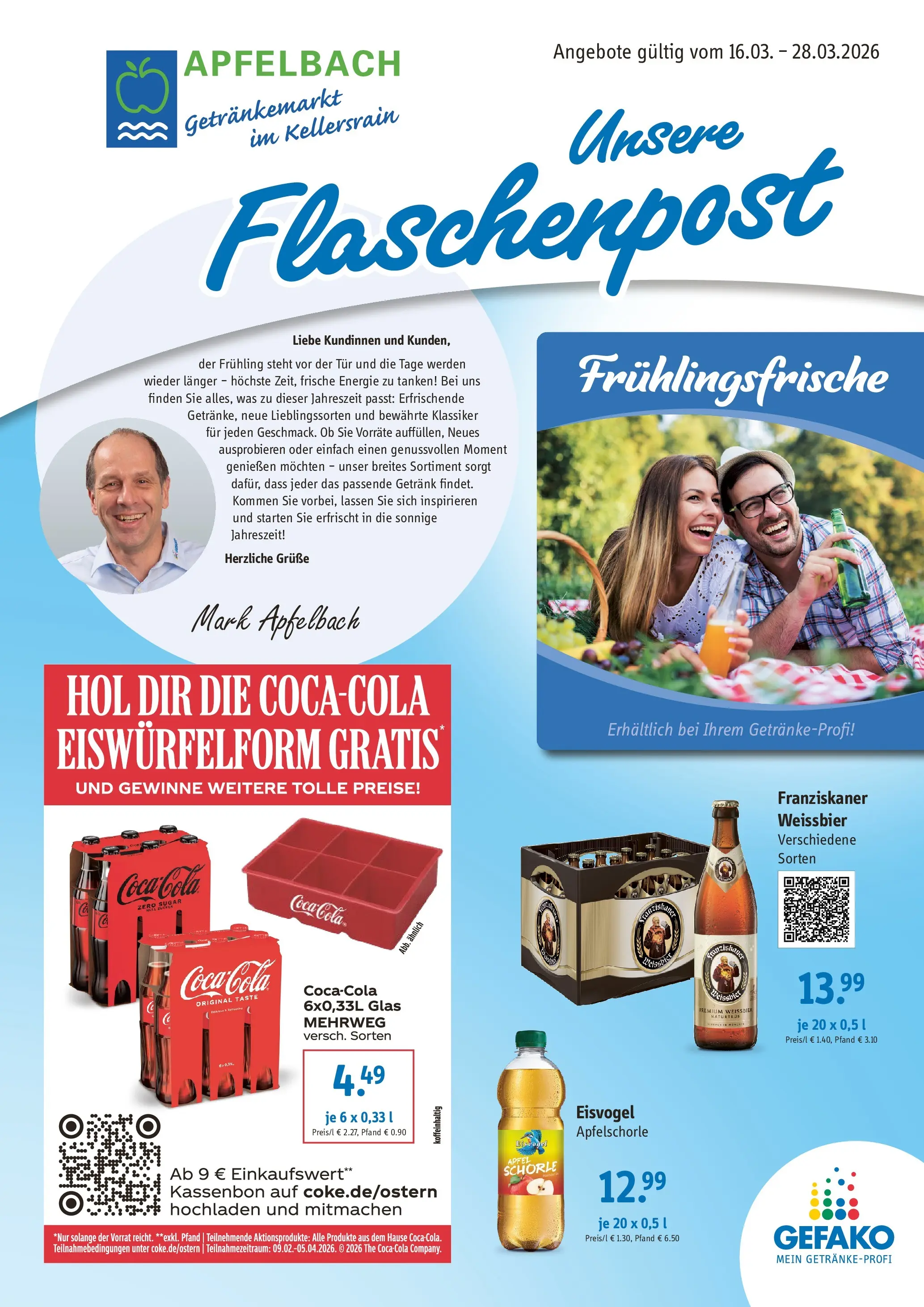 Angebote - Getränke Apfelbach: Angebote (ab 15.03.2026) zum Blättern | Seite: 1 | Produkte: Franziskaner, Weißbier, Tür