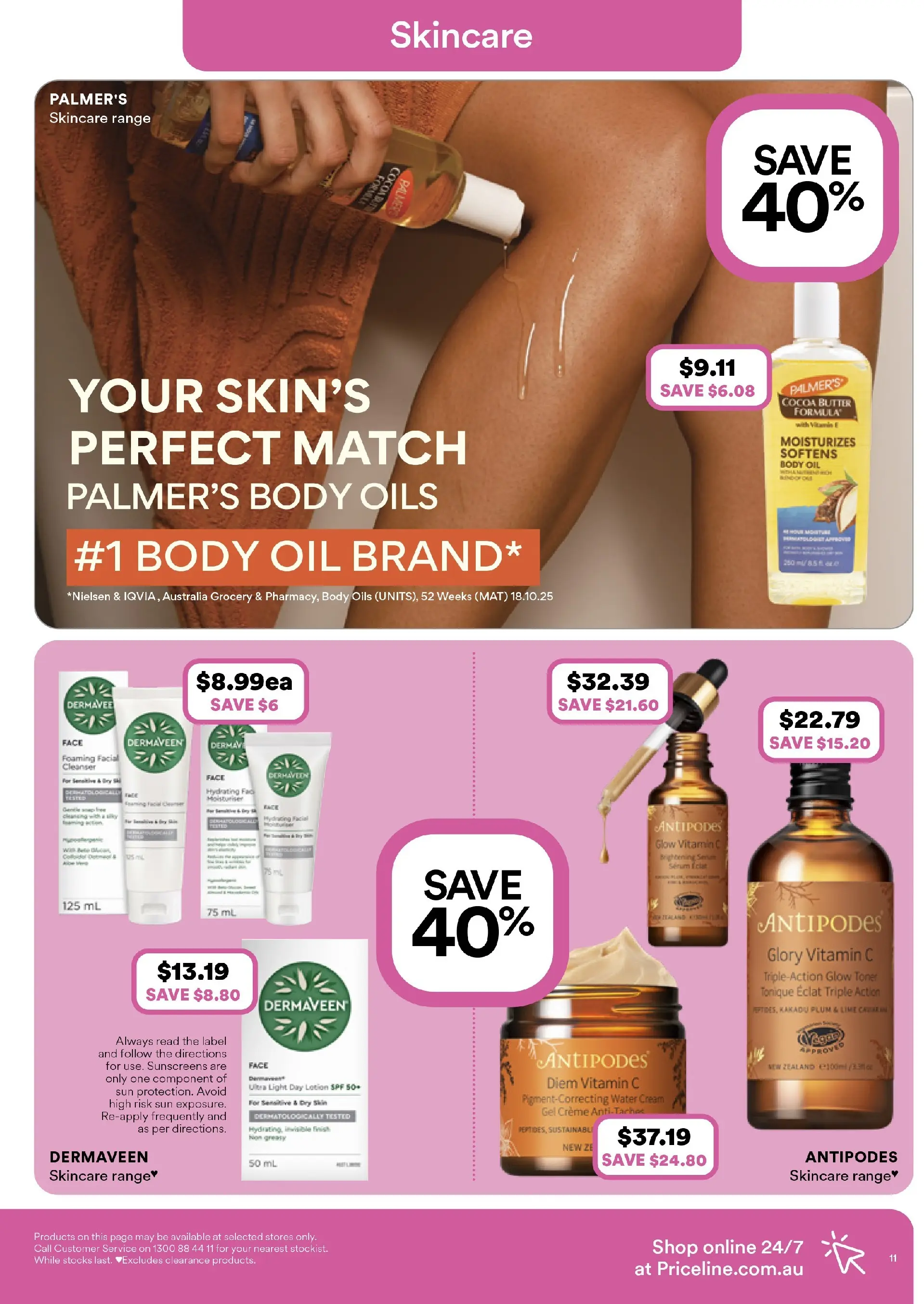 Priceline Pharmacy Catalogue Corrimal  - 19/02/2026 > weekly / monthly specials | Page: 11 | Products: Cocoa, Cream, Body oil, Toner