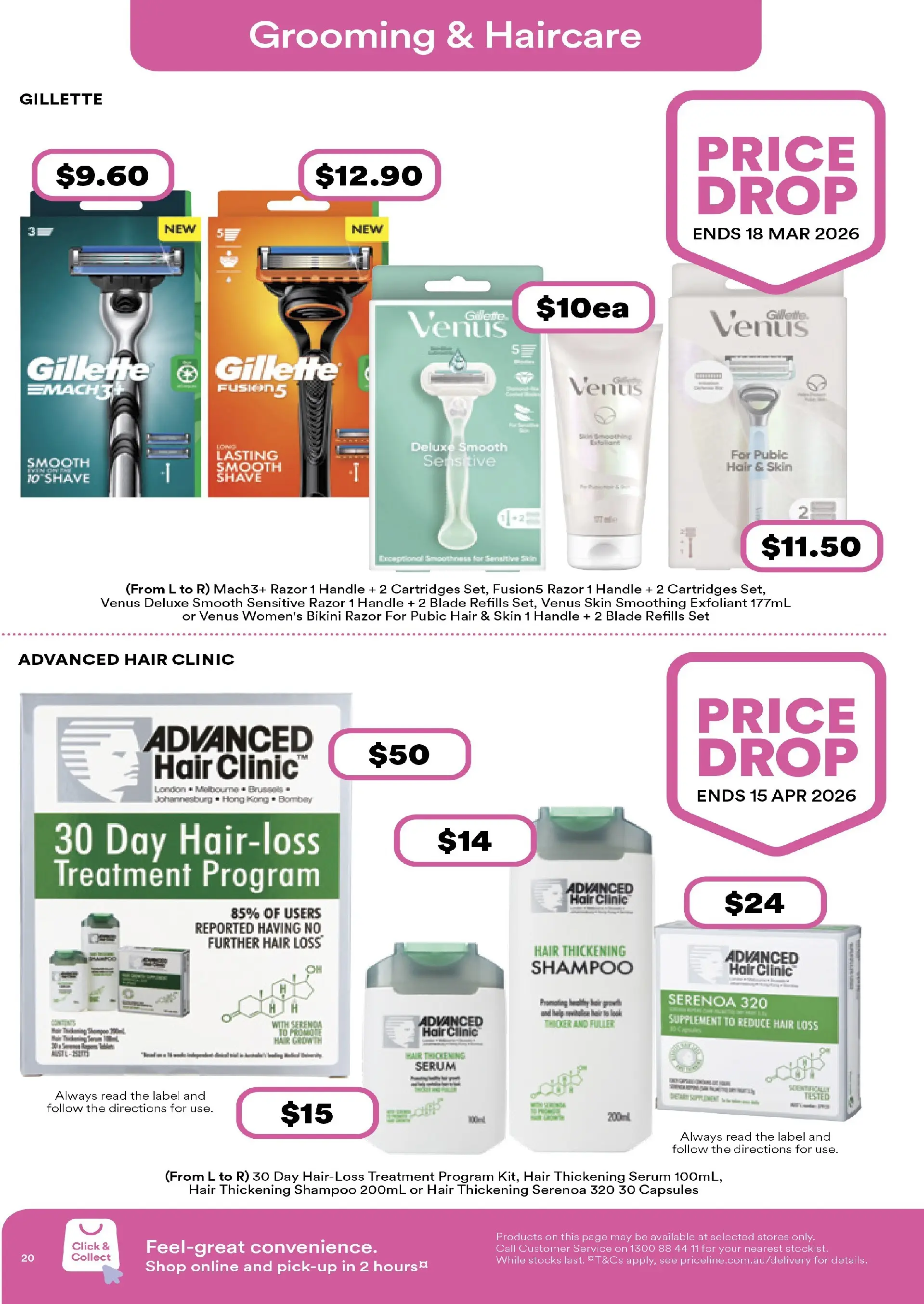 Priceline Pharmacy Catalogue Corrimal  - 19/02/2026 > weekly / monthly specials | Page: 20 | Products: Bikini, Shampoo, Razor, Treatment
