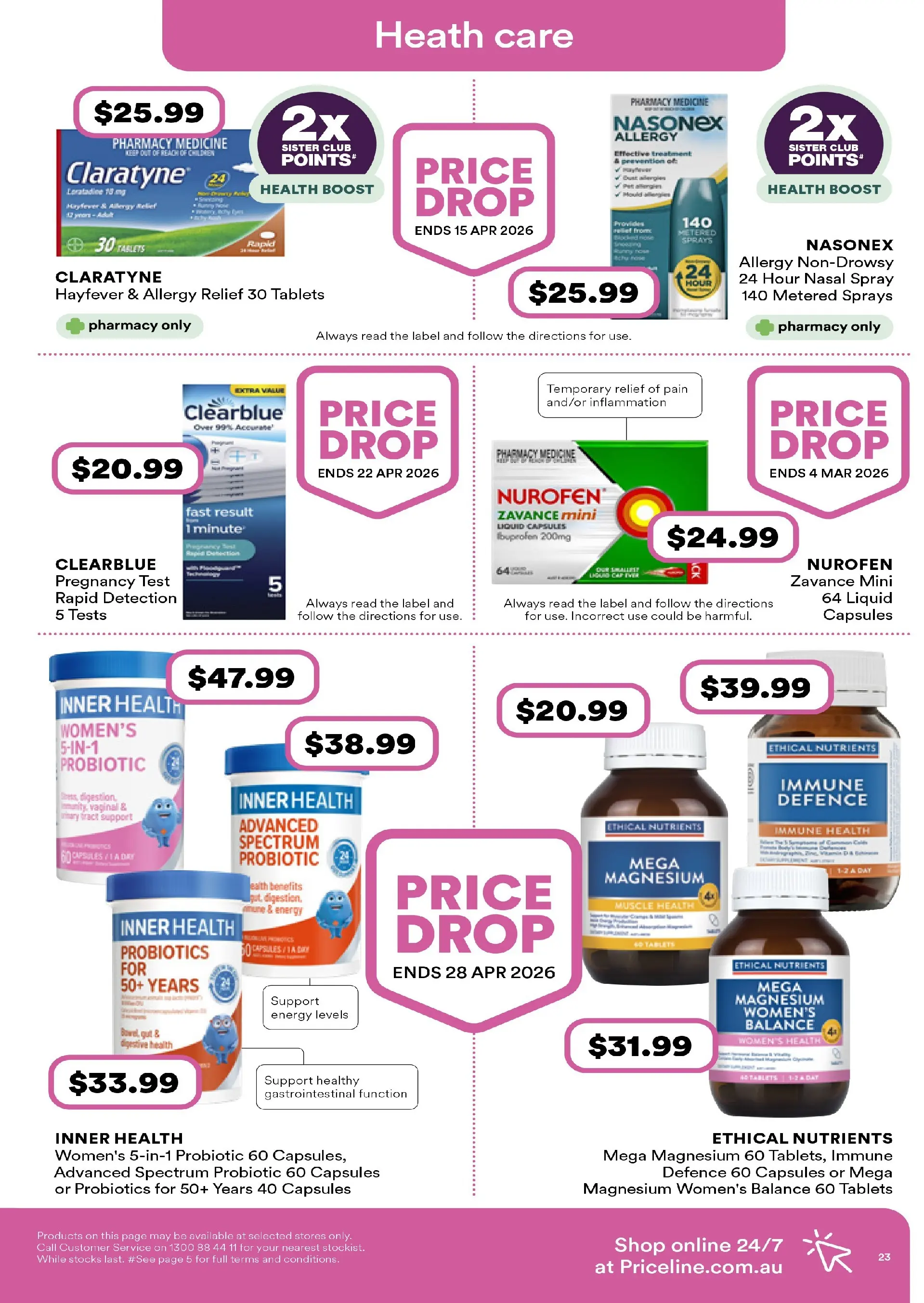 Priceline Pharmacy Catalogue Corrimal  - 19/02/2026 > weekly / monthly specials | Page: 23 | Products: Nasal spray, Nutrients, Treatment, Tablets
