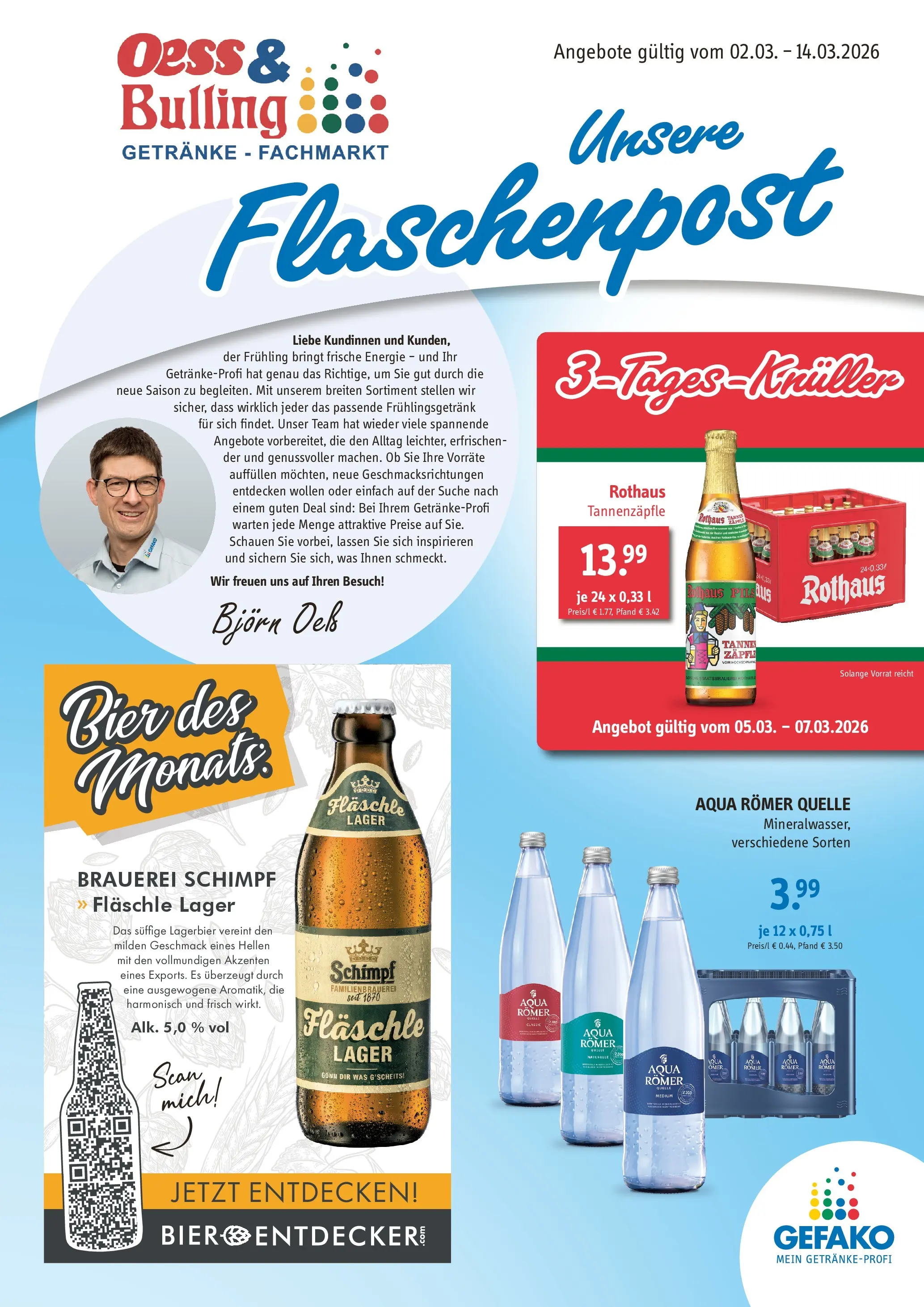 Angebote - Getränke Oess & Bulling: Angebote (ab 01.03.2026) zum Blättern | Seite: 1 | Produkte: Bier