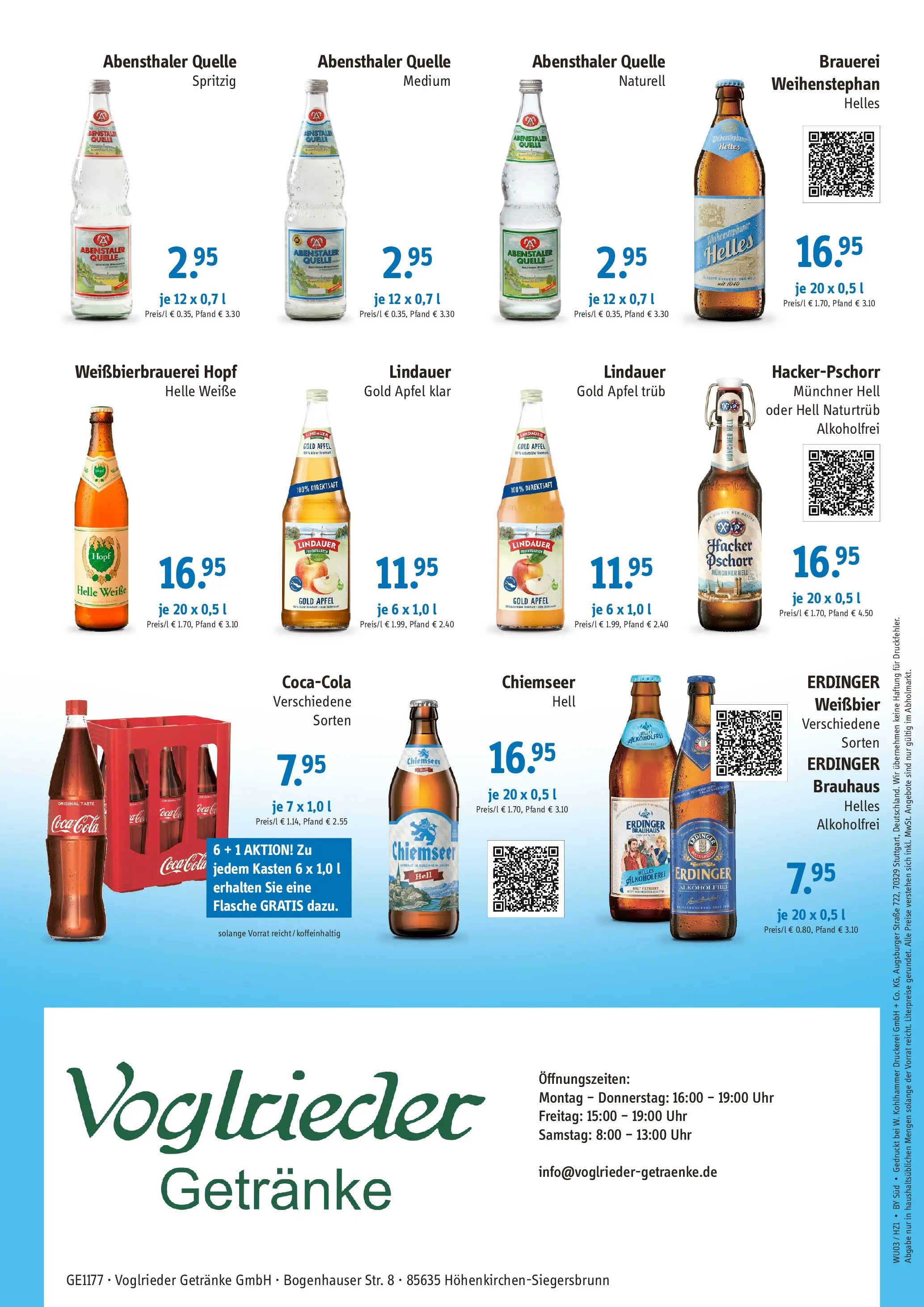 Angebote - Getränke Voglrieder: Angebote (ab 01.03.2026) zum Blättern | Seite: 2 | Produkte: Cola, Weißbier, Äpfel, Uhr