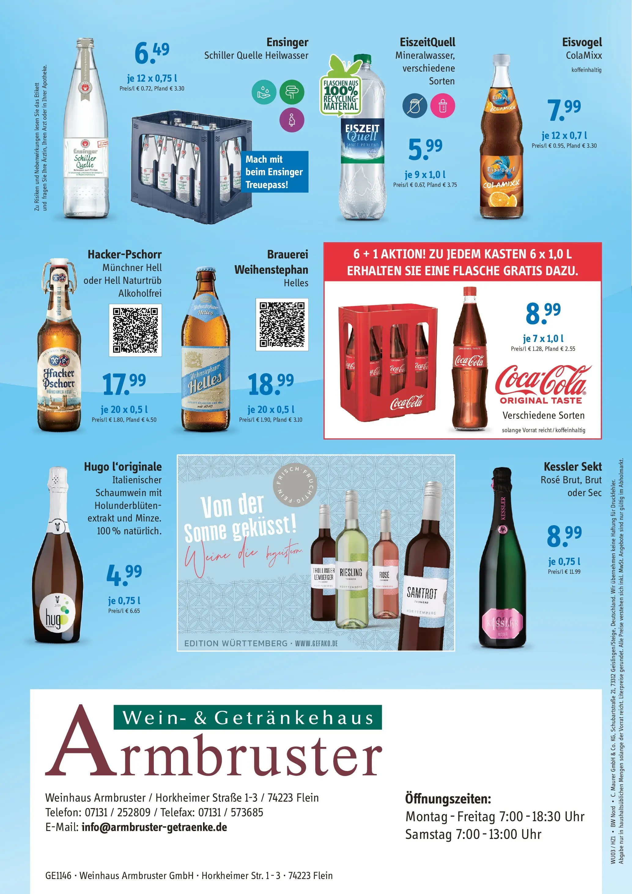 Angebote - Getränke Armbruster: Angebote (ab 01.03.2026) zum Blättern | Seite: 4 | Produkte: Coca cola, Cola, Wein, Telefon