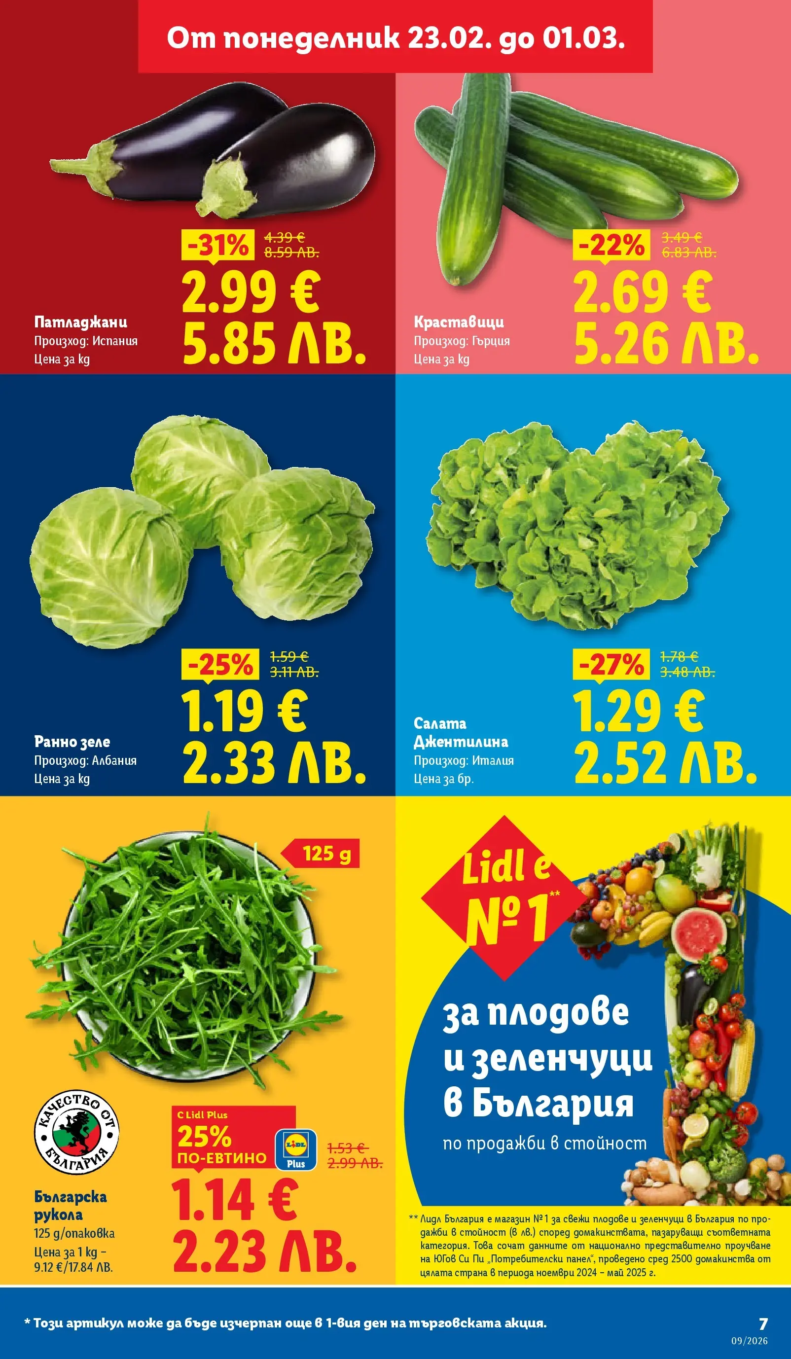 Лидл - Над 30 апетитни предложения в ЛИДЛ с валидност до 03.01.2026 от 22.02.2026 | Страница: 7 | Продукти: Краставици, Зеленчуци, Плодове, Зеле