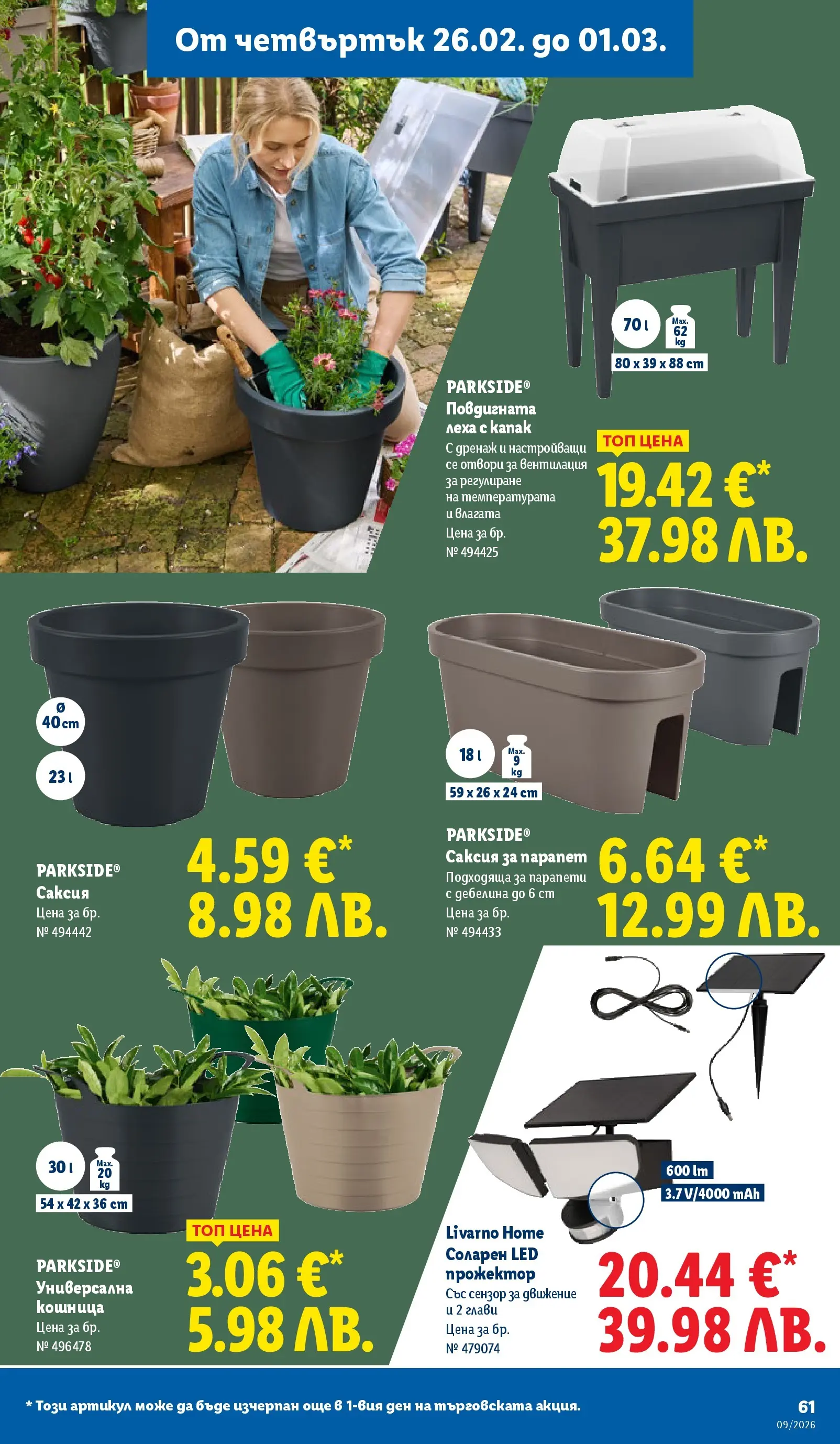 Лидл - Над 30 апетитни предложения в ЛИДЛ с валидност до 03.01.2026 от 22.02.2026 | Страница: 61 | Продукти: Кошница, Саксия