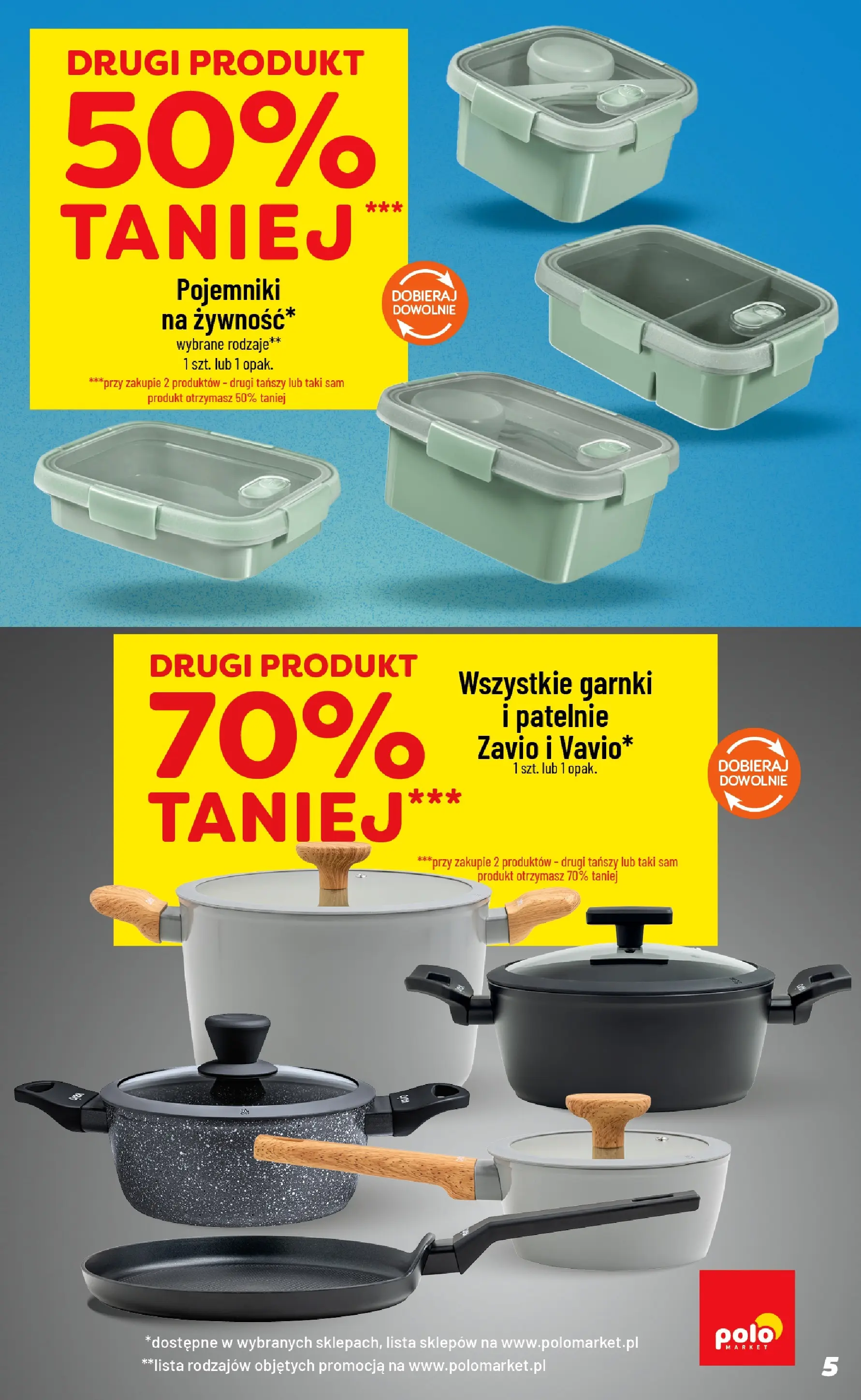 Nowa POLOmarket gazetka od jutra 18.02.2026 (PDF) | Strona: 5 | Produkty: Patelnie, Garnki
