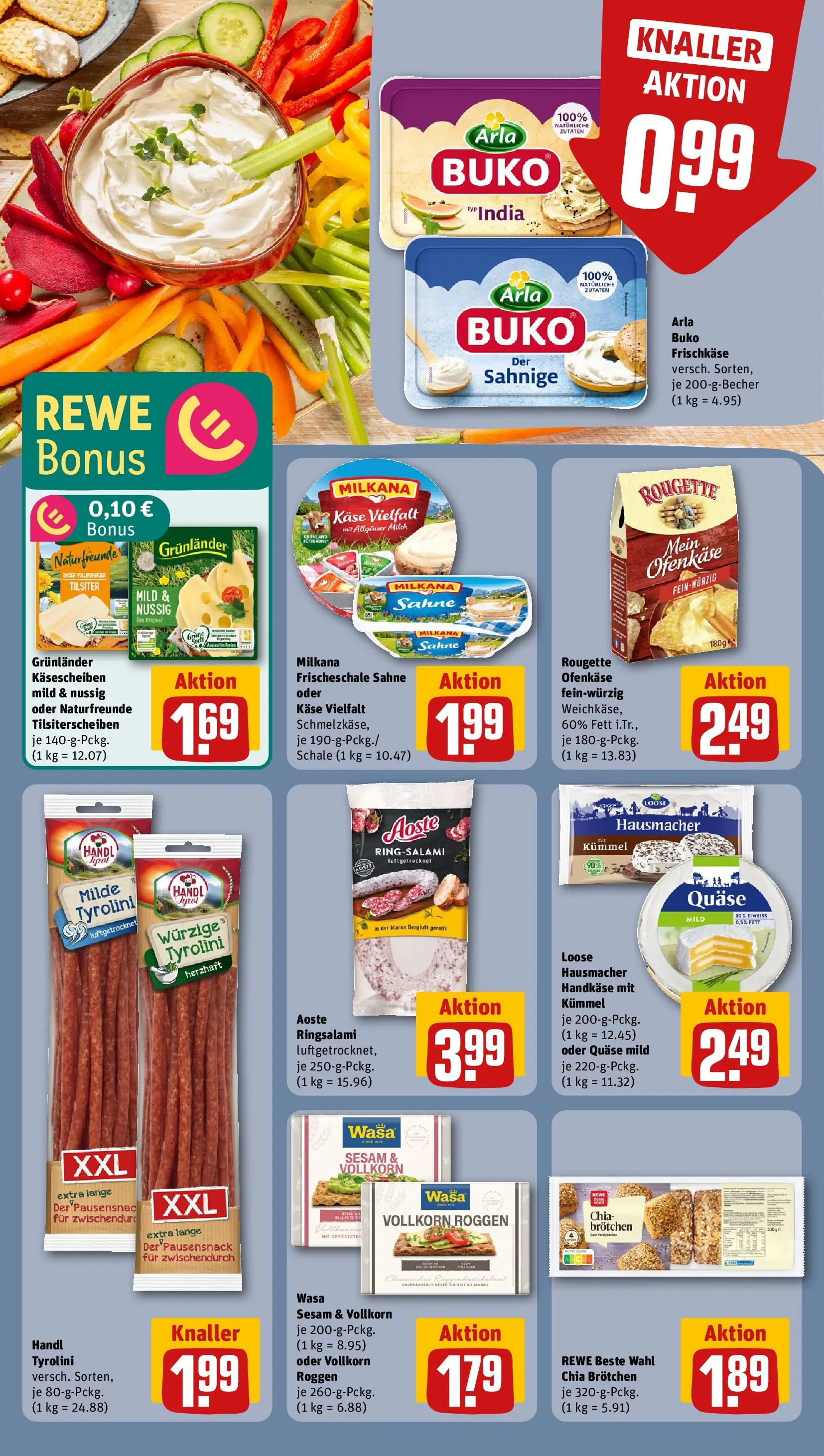 REWE Prospekt ab 22.02.2026 zum Blättern » Angebote | Seite: 10 | Produkte: Milch, Arla buko, Salami, Sahne