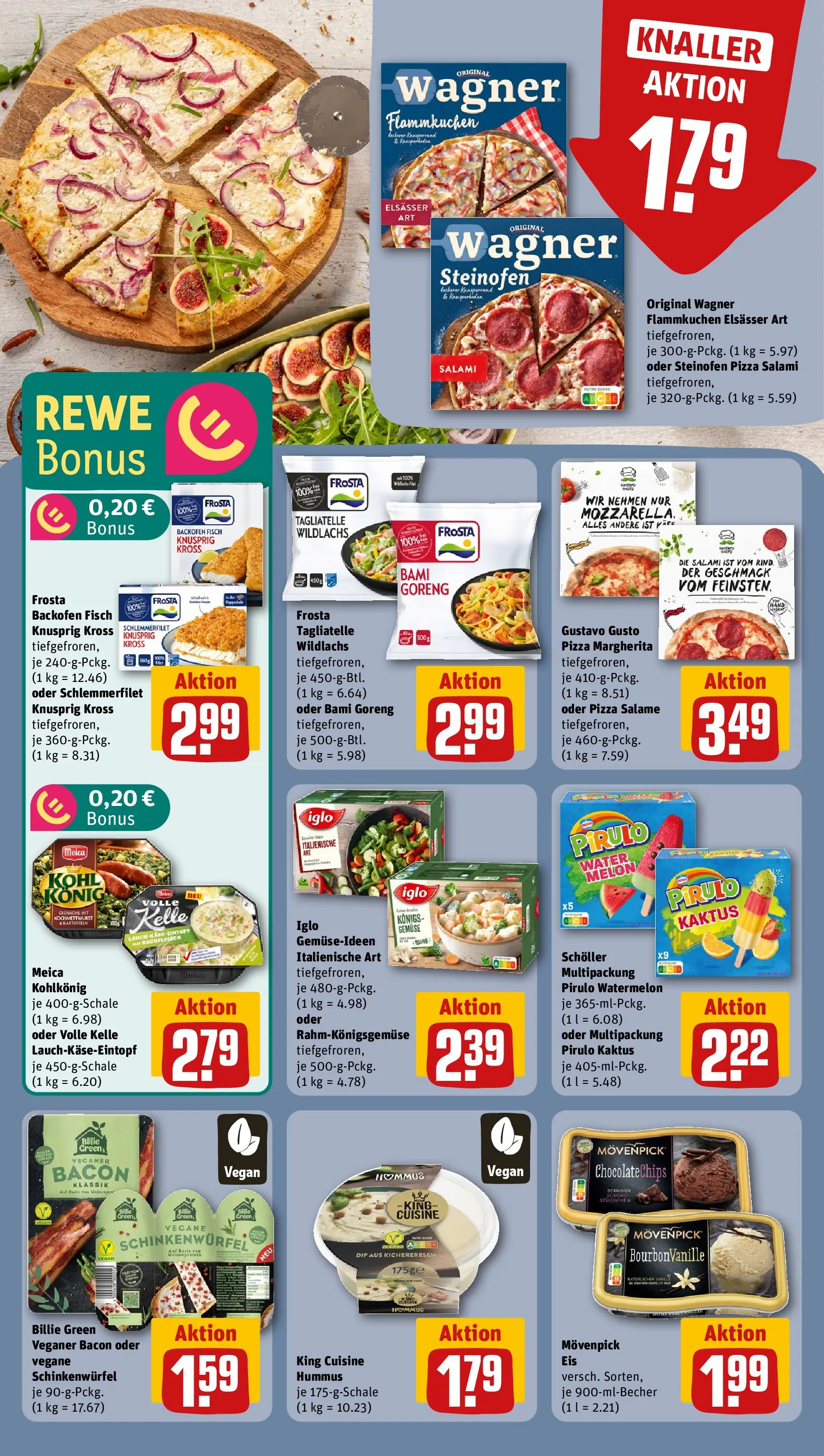 REWE Prospekt ab 22.02.2026 zum Blättern » Angebote | Seite: 12 | Produkte: Gemüse, Salami, Pizza, Eis