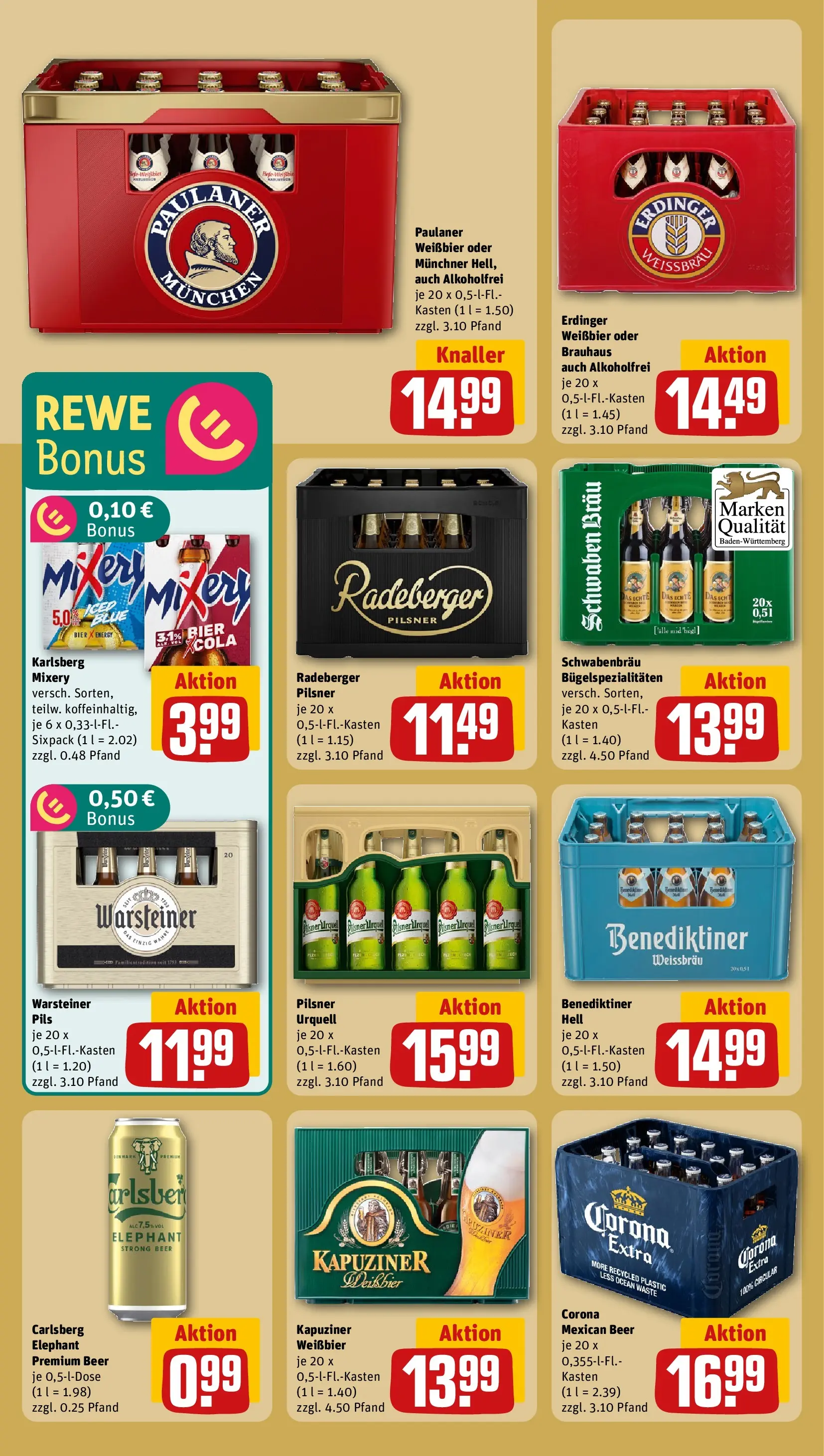 REWE Prospekt ab 22.02.2026 zum Blättern » Angebote | Seite: 15 | Produkte: Erdinger, Bier, Warsteiner, Radeberger pilsner