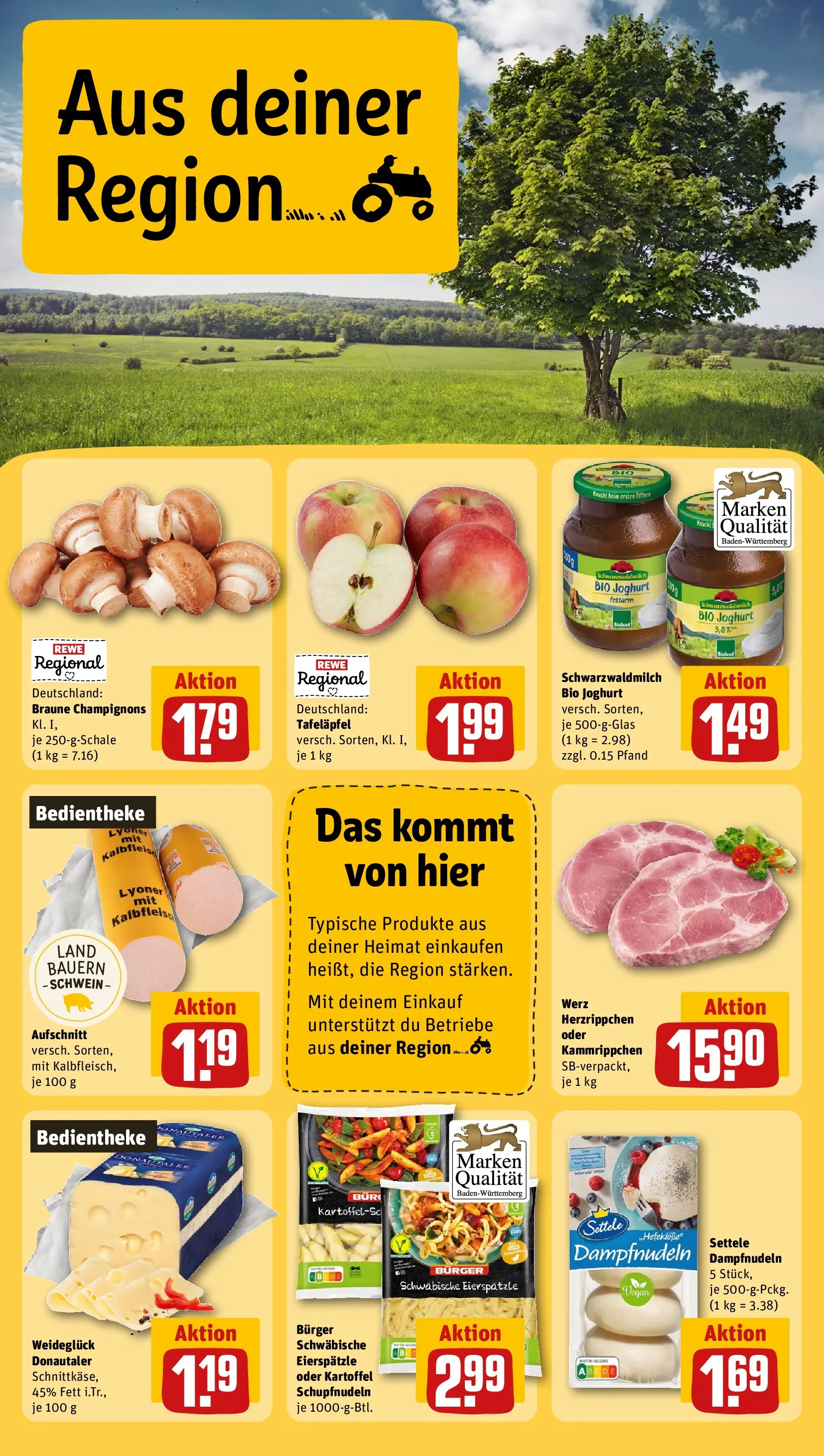 REWE Prospekt ab 22.02.2026 zum Blättern » Angebote | Seite: 20 | Produkte: Joghurt, Burger, Champignons, Pasta